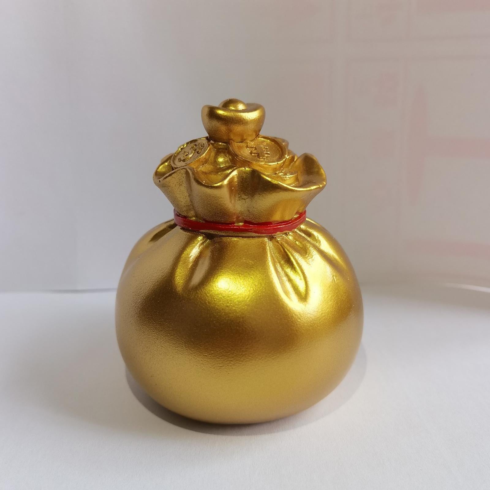 Lucky Bag Statue Decoration Festive for Living Room Cabinet Desk Centerpiece Golden
