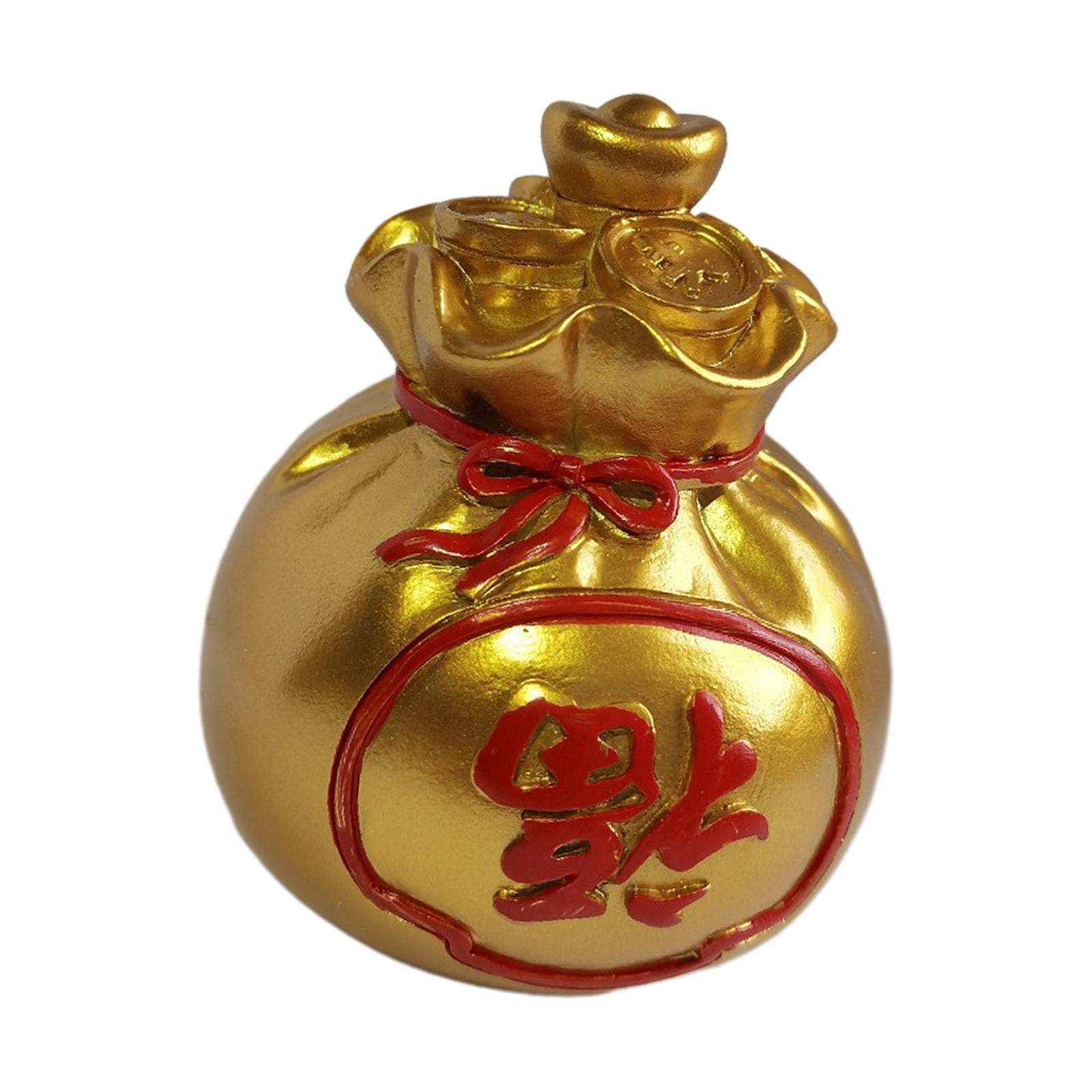 Lucky Bag Statue Decoration Festive for Living Room Cabinet Desk Centerpiece Golden