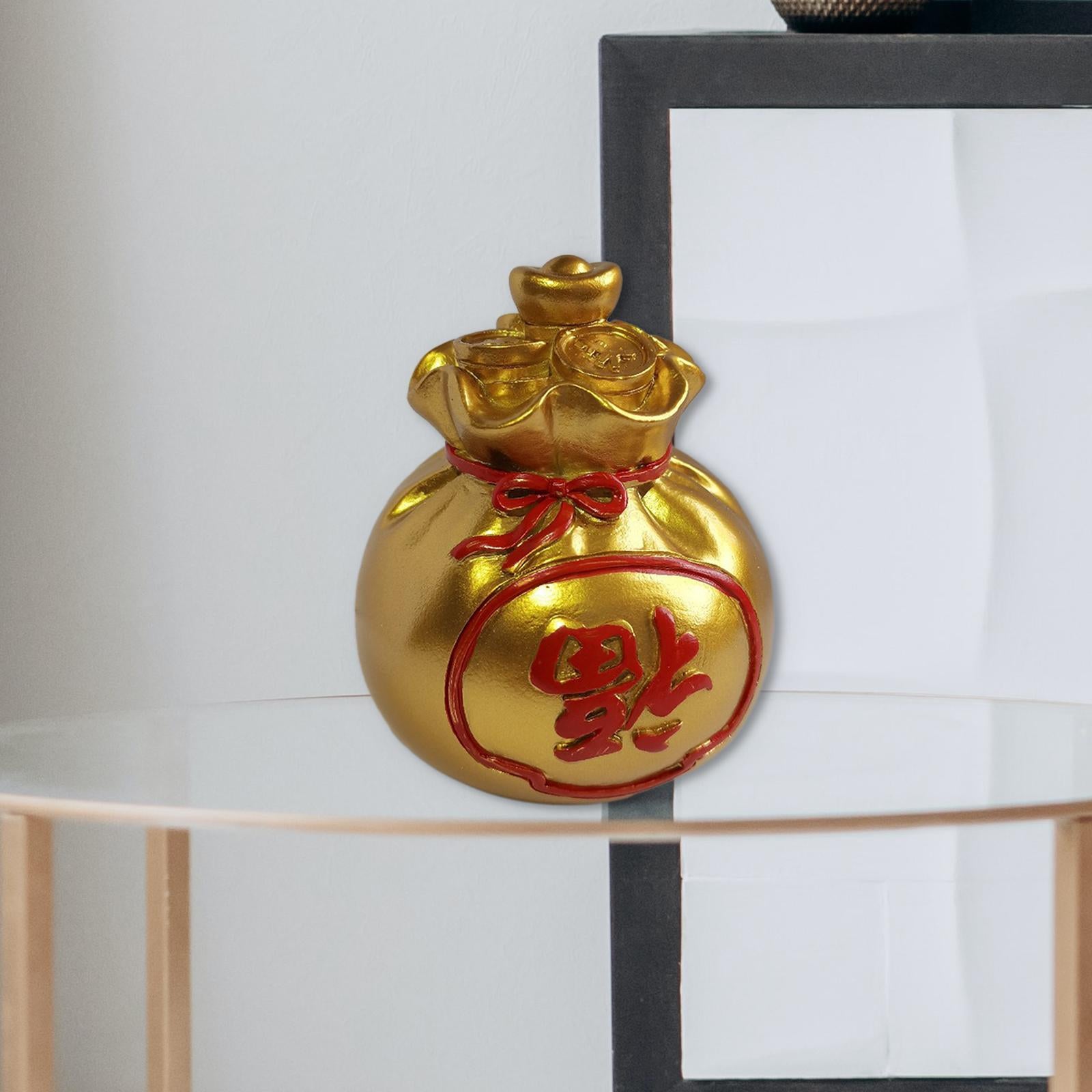 Lucky Bag Statue Decoration Festive for Living Room Cabinet Desk Centerpiece Golden