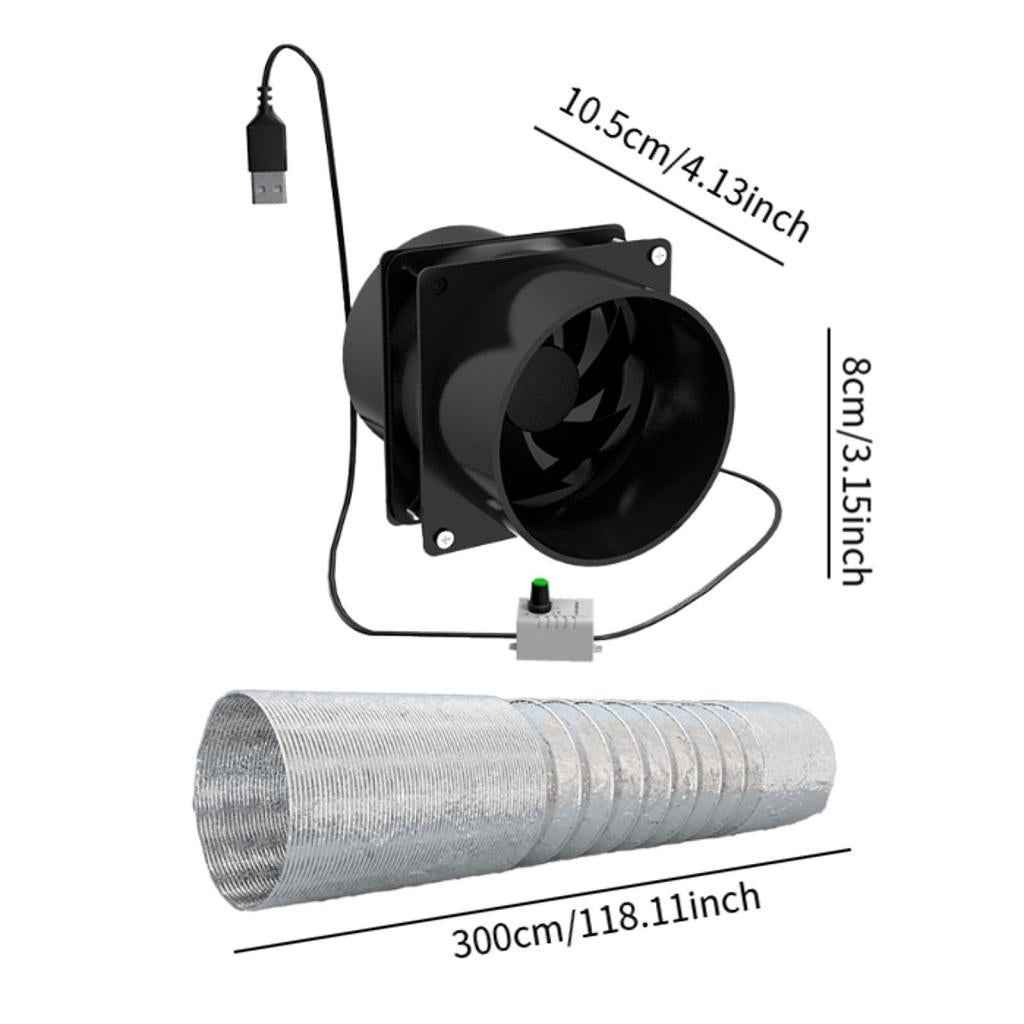 Exhaust Fan Yacht Energy Saving Portable Ventilator for Window Toilets Attic Dual Fan 3M Tube
