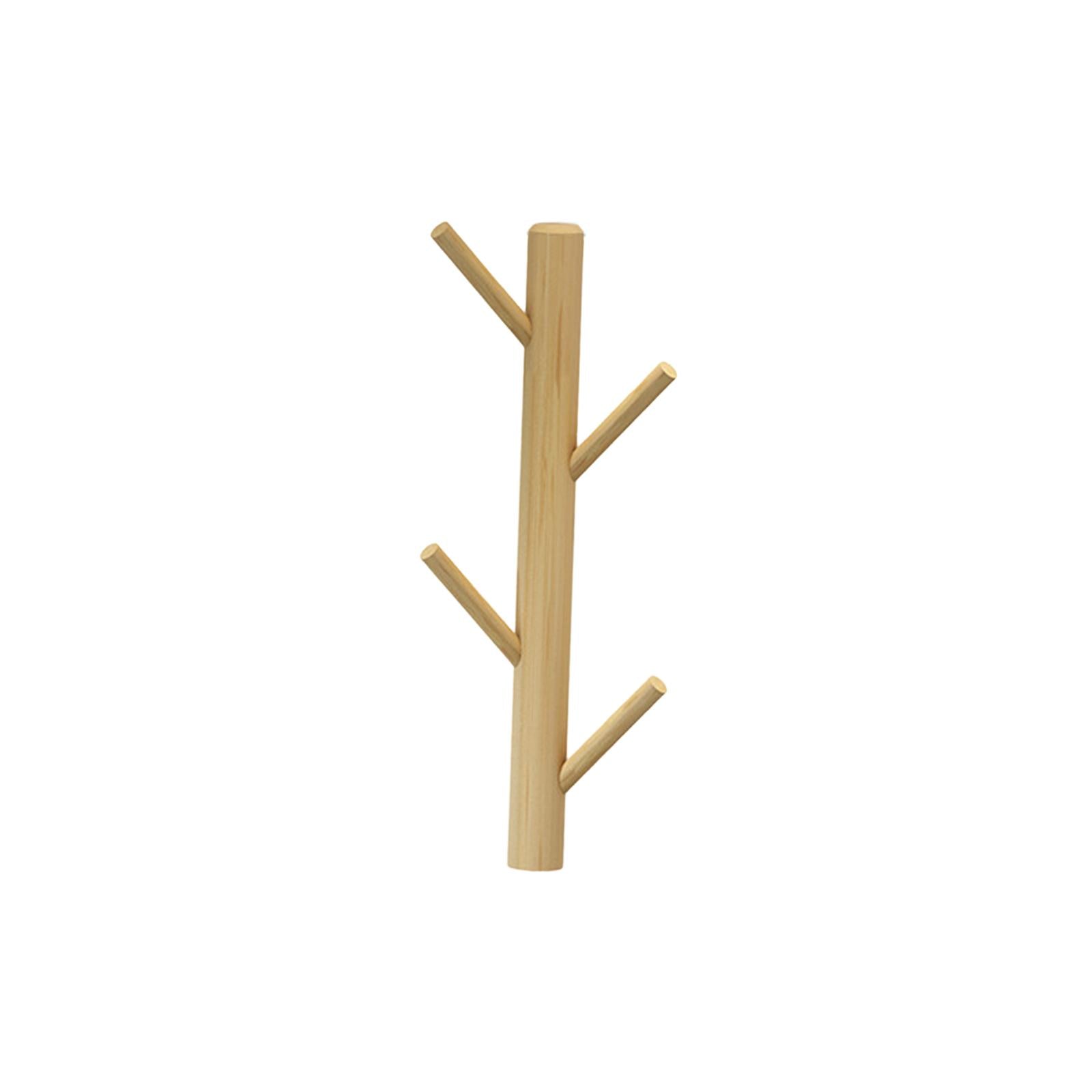 Wall Mounted Clothing Rack Wall Clothing Hanger for Front Door Bathroom Entryway 4 Hook Wood Color
