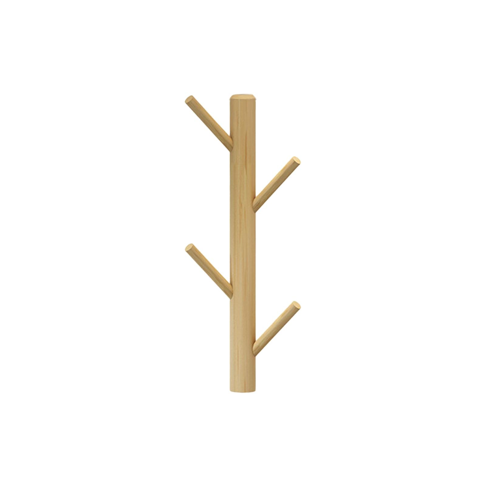 Wall Mounted Clothing Rack Wall Clothing Hanger for Front Door Bathroom Entryway 4 Hook Wood Color
