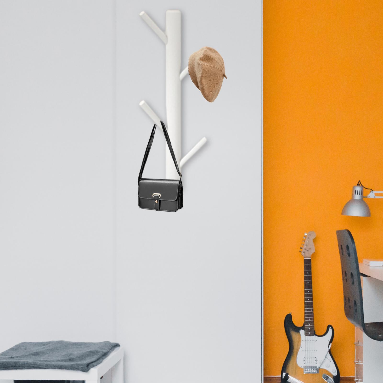 Wall Mounted Clothing Rack Wall Clothing Hanger for Front Door Bathroom Entryway 4 Hook White