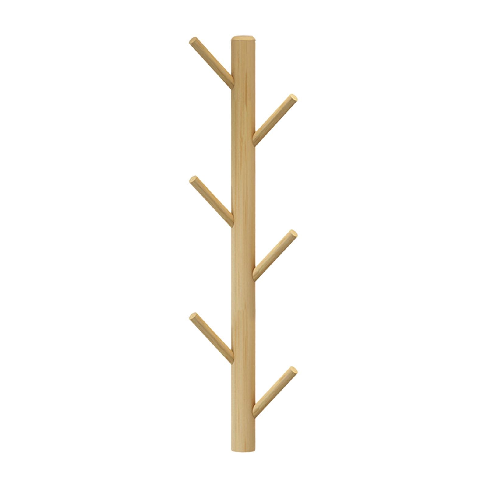 Wall Mounted Clothing Rack Wall Clothing Hanger for Front Door Bathroom Entryway 6 Hook Wood Color