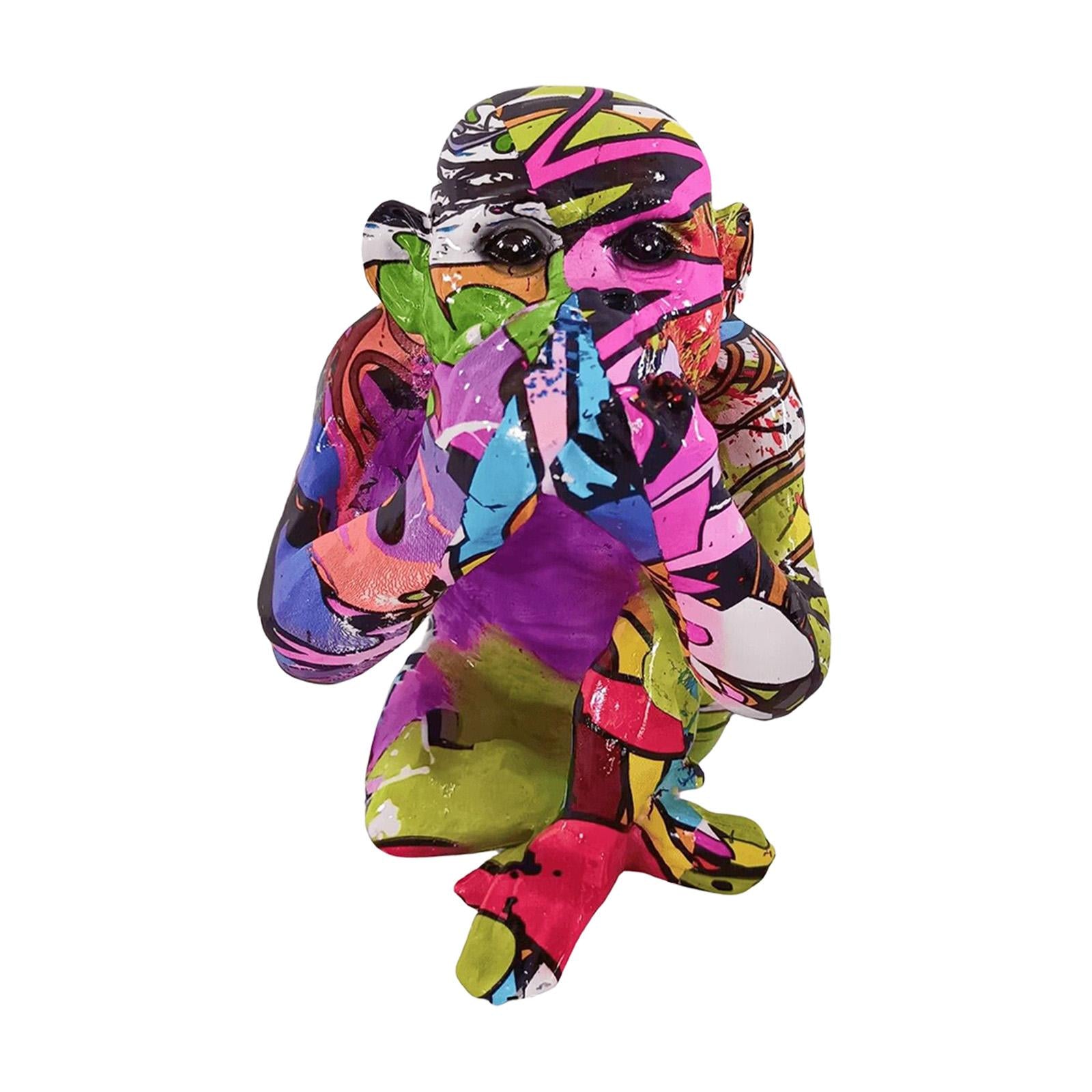 Graffiti Gorilla Statue Stand Artwork Home Decorations for Room Table Office Do not say
