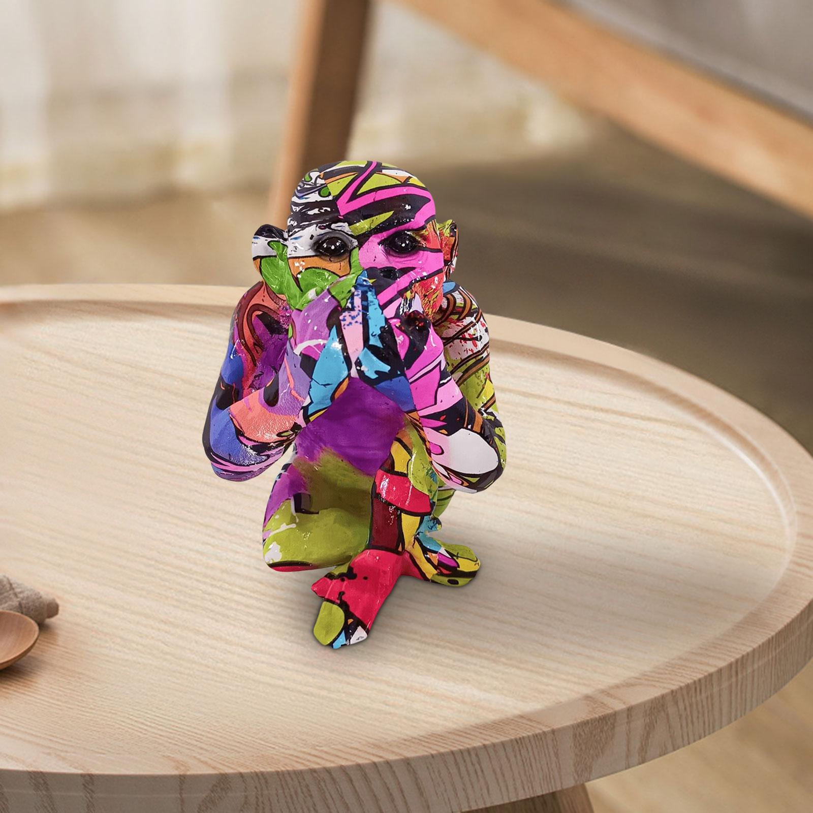 Graffiti Gorilla Statue Stand Artwork Home Decorations for Room Table Office Do not say