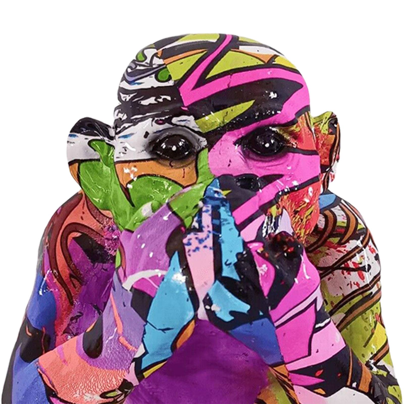 Graffiti Gorilla Statue Stand Artwork Home Decorations for Room Table Office Do not say