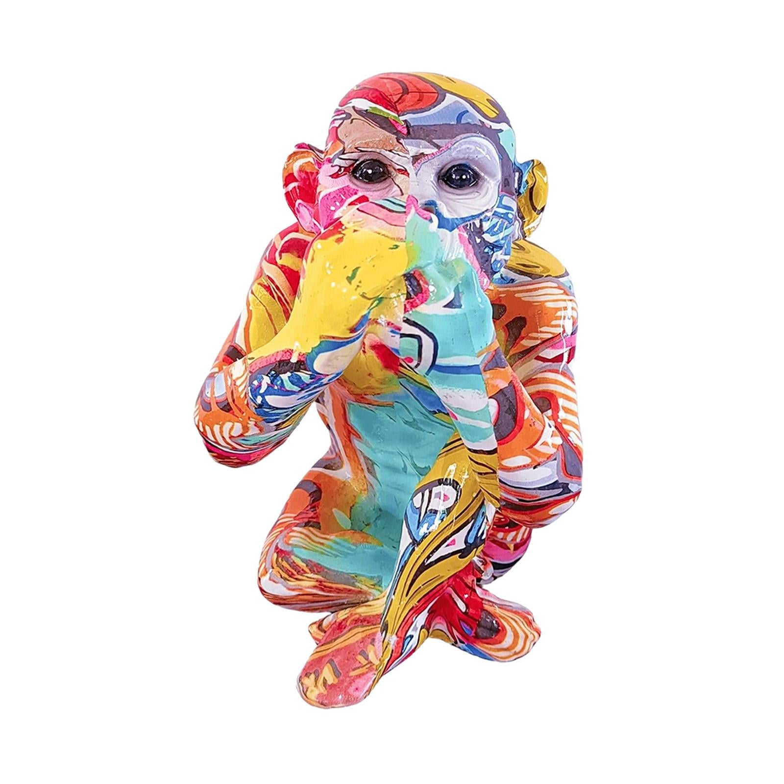 Graffiti Animal Statue Modern Resin Gorilla Graffiti for Bedroom Office Desk Do not say