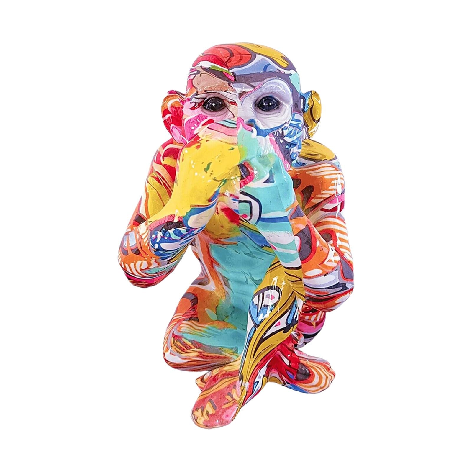 Graffiti Animal Statue Modern Resin Gorilla Graffiti for Bedroom Office Desk Do not say