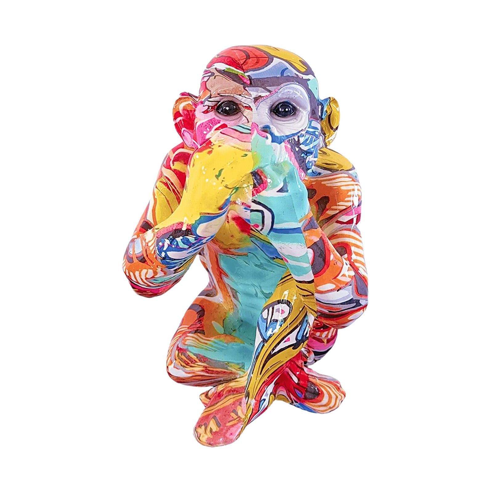 Graffiti Animal Statue Modern Resin Gorilla Graffiti for Bedroom Office Desk Do not say