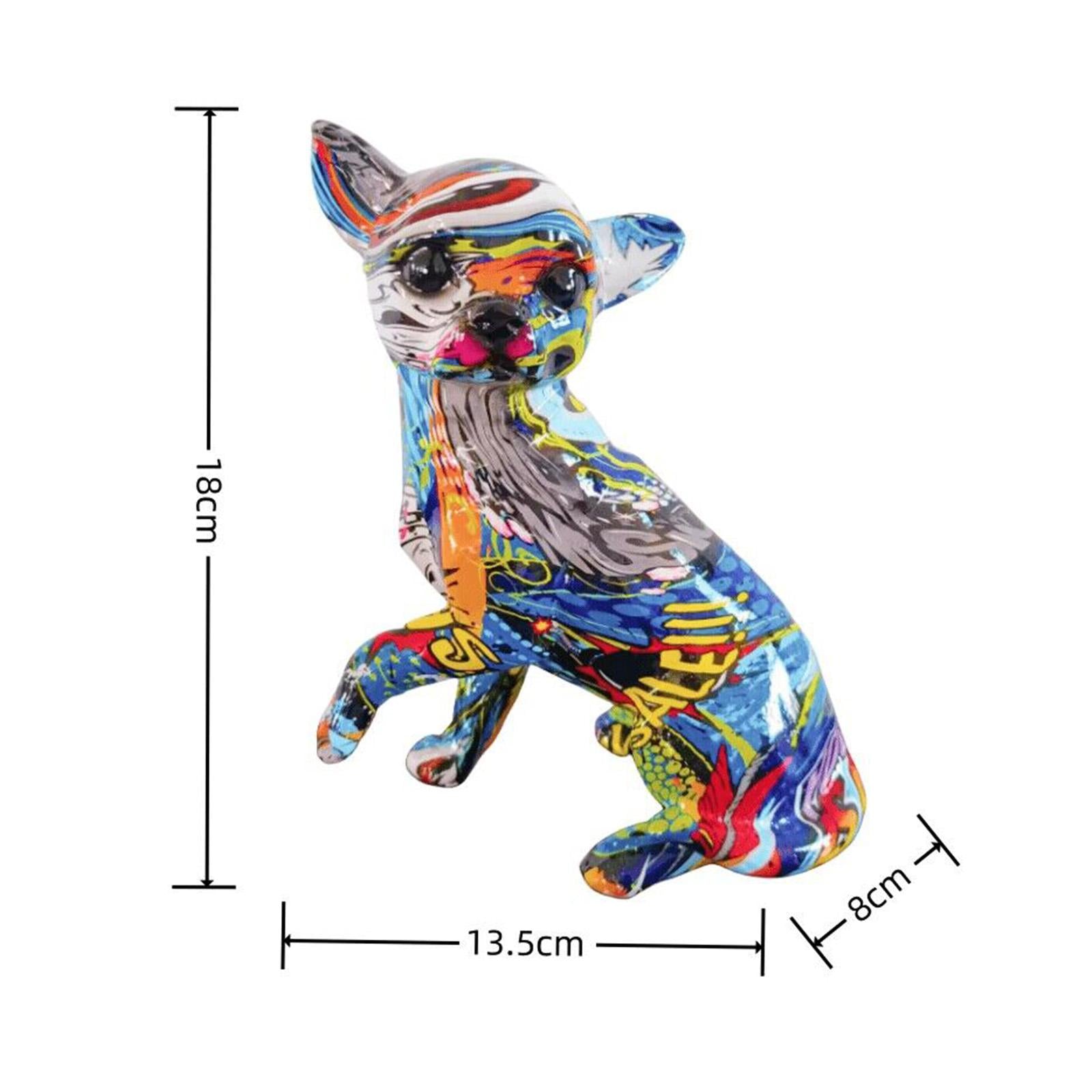 Graffiti Chihuahua Statue Animal Statue Decor for Room Bookshelf Office Gift Style B