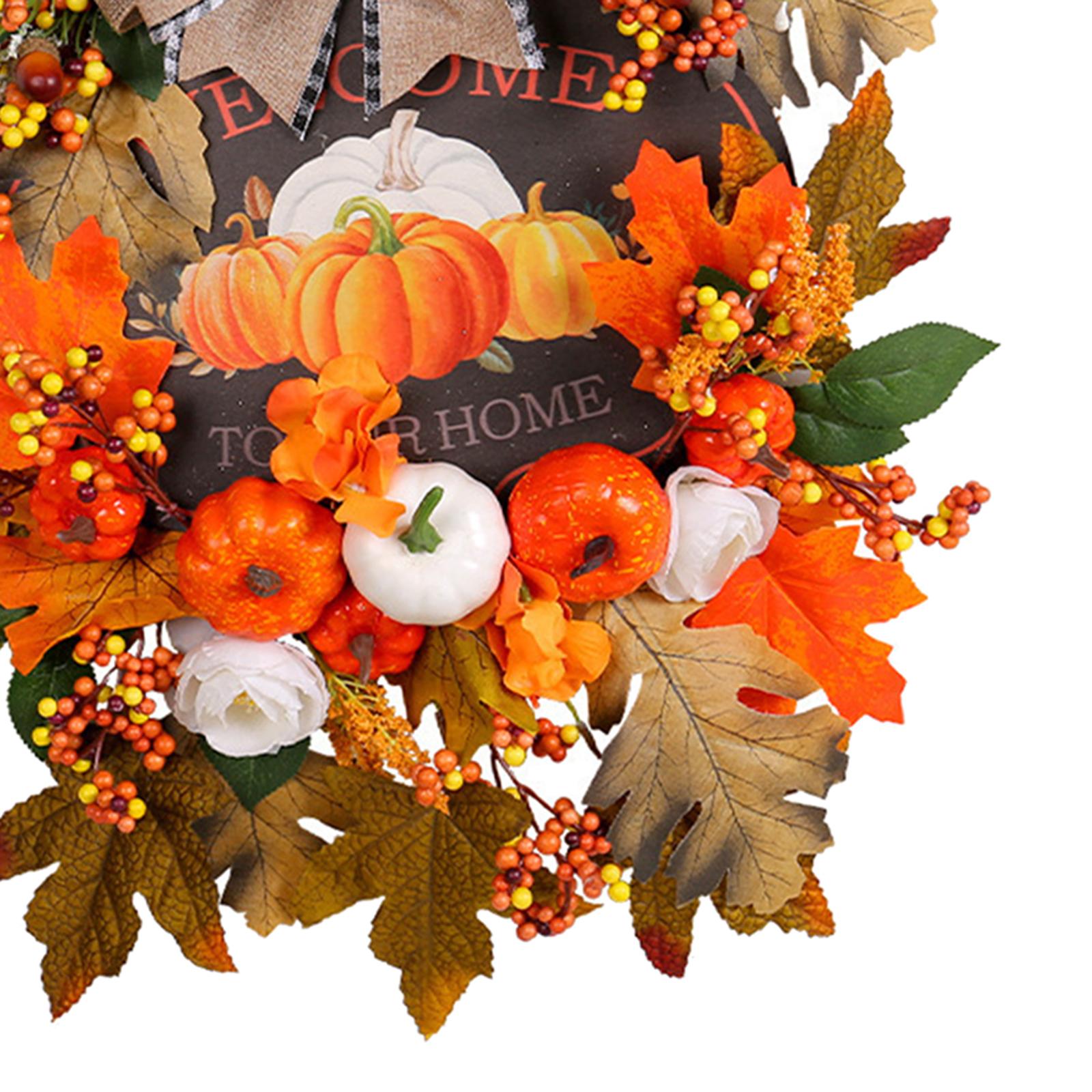 Harvest Fall Wreath Pumpkin Hanger Thanksgiving Wreath for Porch Home Party