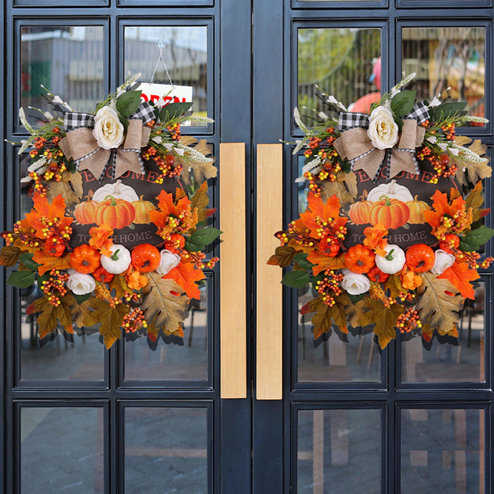 Harvest Fall Wreath Pumpkin Hanger Thanksgiving Wreath for Porch Home Party