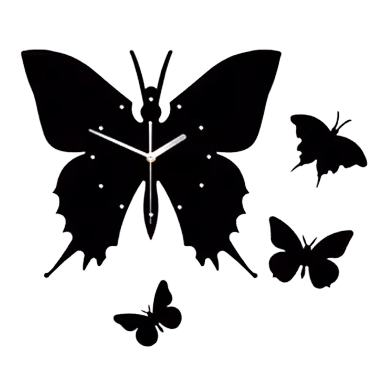 12inch Acrylic Black Butterfly DIY Wall Clock Kit Modern for Bedroom Durable