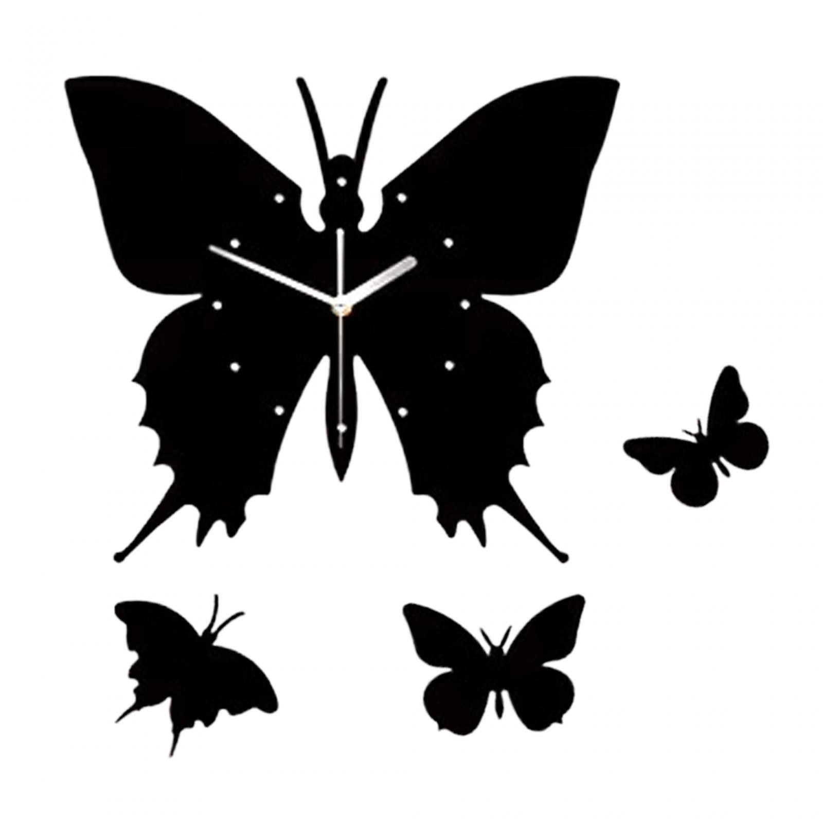12inch Acrylic Black Butterfly DIY Wall Clock Kit Modern for Bedroom Durable