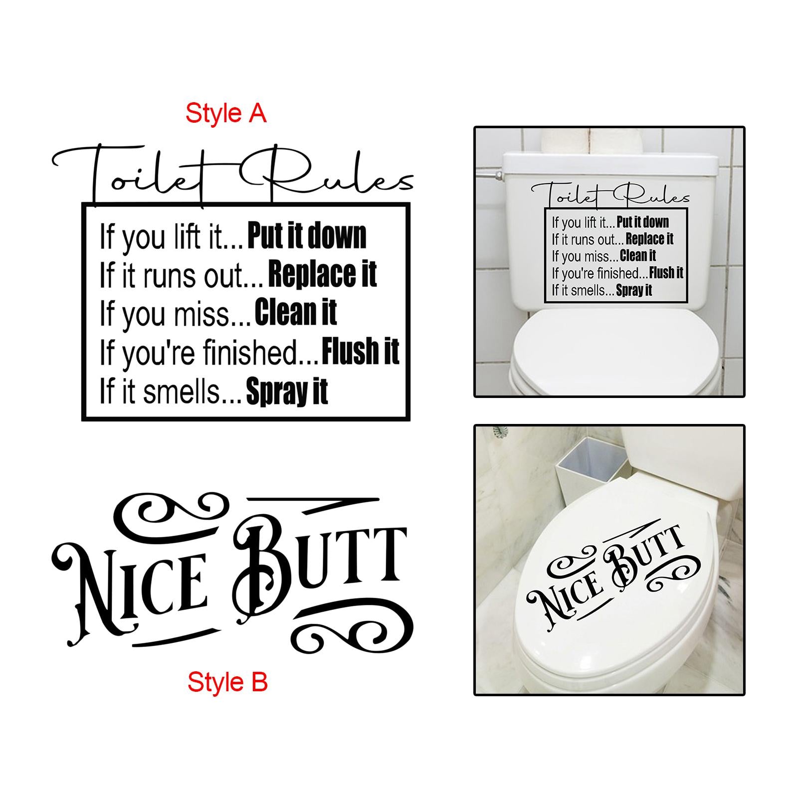 Toilet Sticker DIY Art Removable Bathroom Toilet for Toilet Furniture Shower Style A