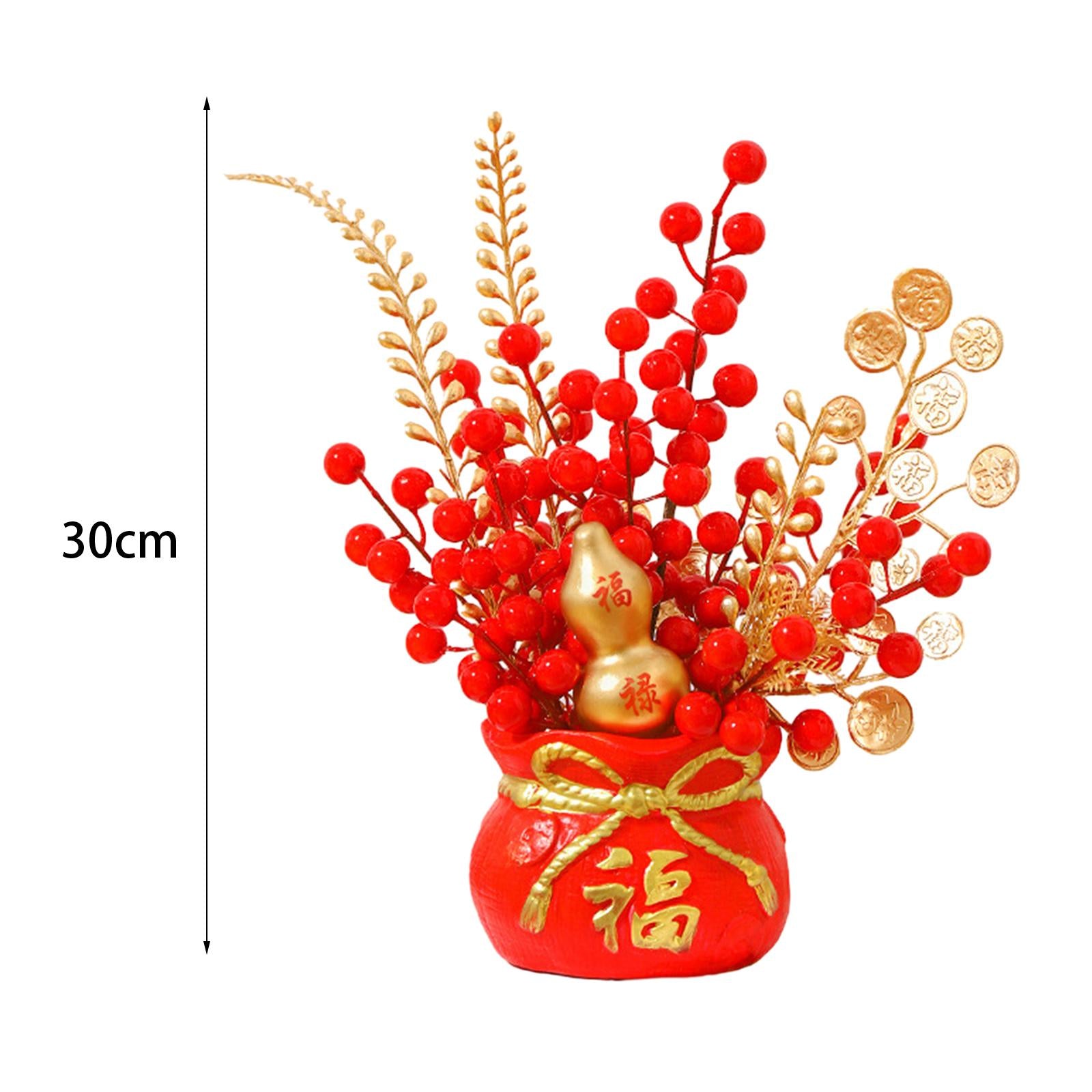 Chinese New Year Feng Shui Treasure Basin Vase Decor Congratulatory Gift Style A