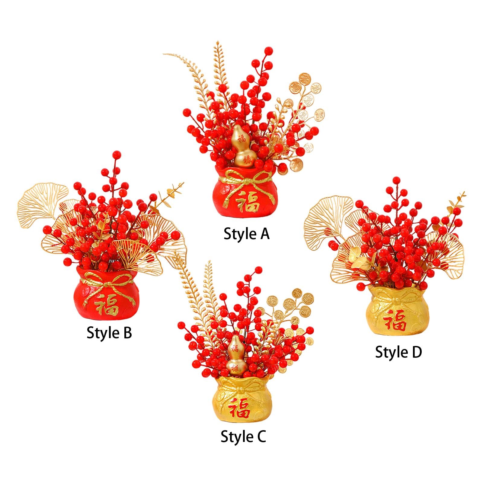 Chinese New Year Feng Shui Treasure Basin Vase Decor Congratulatory Gift Style A