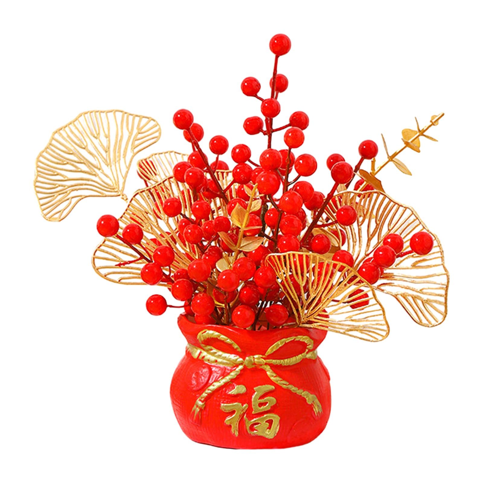 Chinese New Year Feng Shui Treasure Basin Vase Decor Congratulatory Gift Style B