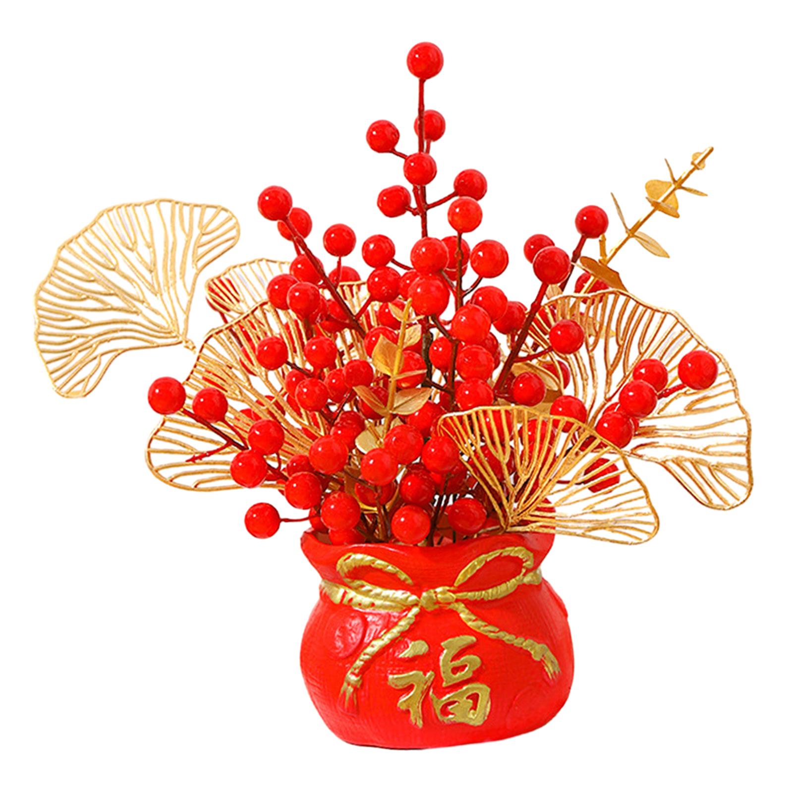 Chinese New Year Feng Shui Treasure Basin Vase Decor Congratulatory Gift Style B
