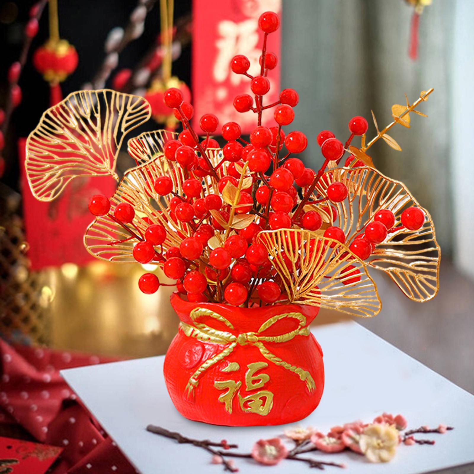 Chinese New Year Feng Shui Treasure Basin Vase Decor Congratulatory Gift Style B