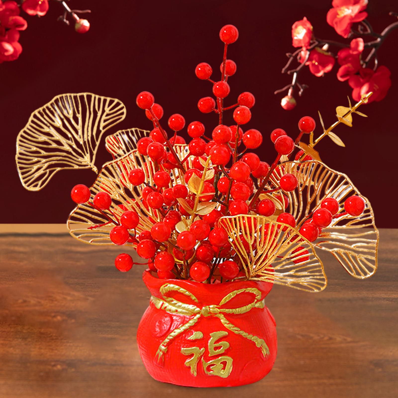 Chinese New Year Feng Shui Treasure Basin Vase Decor Congratulatory Gift Style B