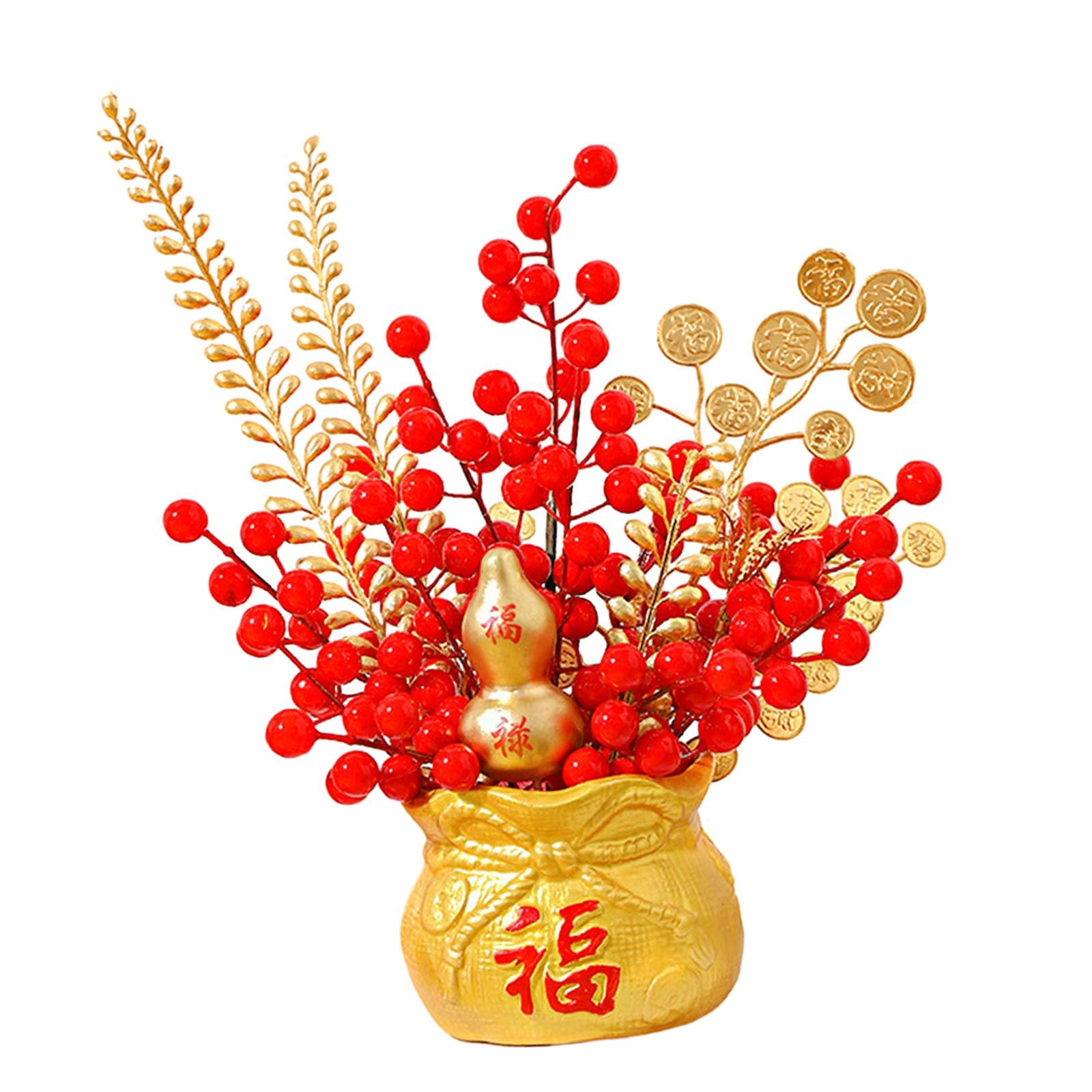 Chinese New Year Feng Shui Treasure Basin Vase Decor Congratulatory Gift Style C