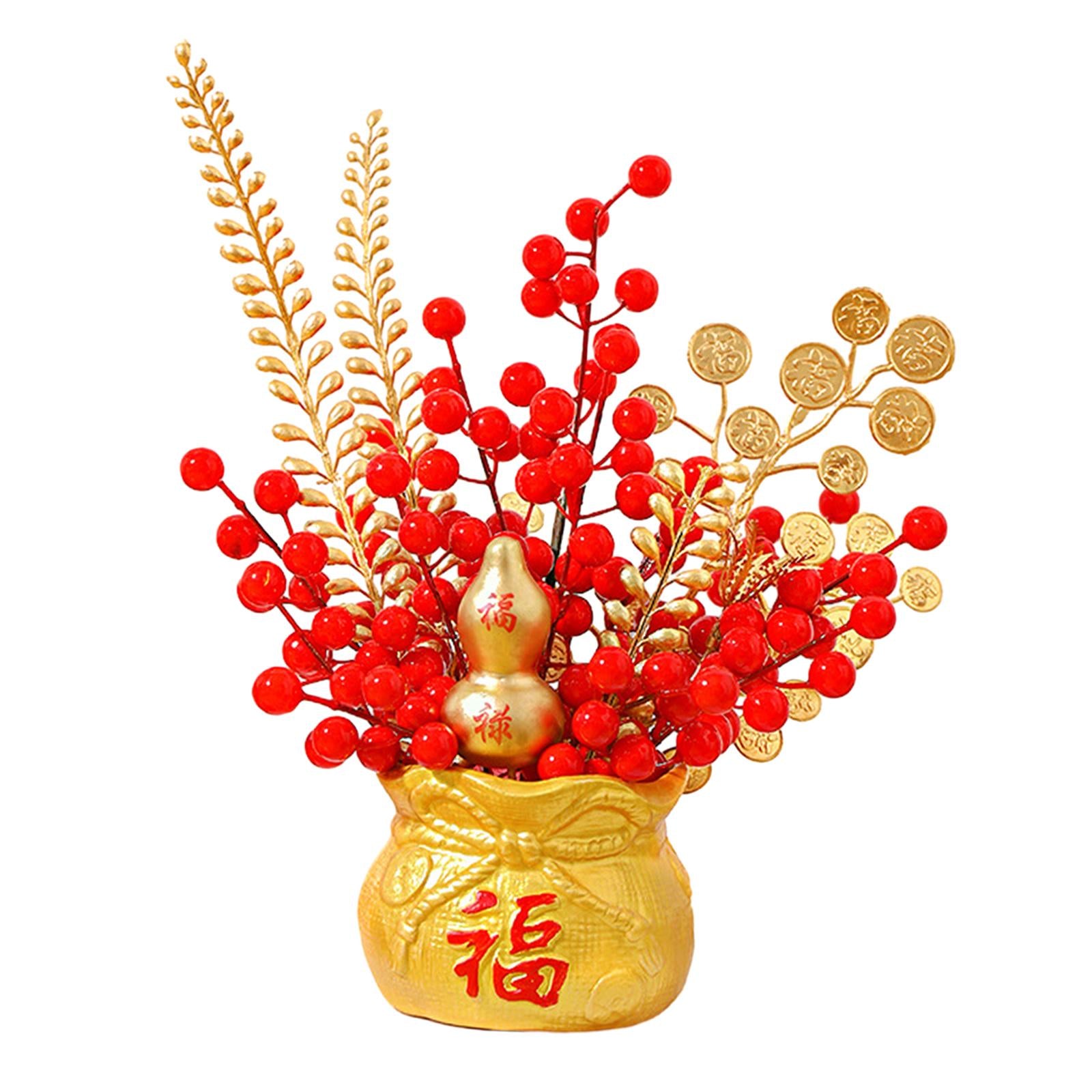 Chinese New Year Feng Shui Treasure Basin Vase Decor Congratulatory Gift Style C