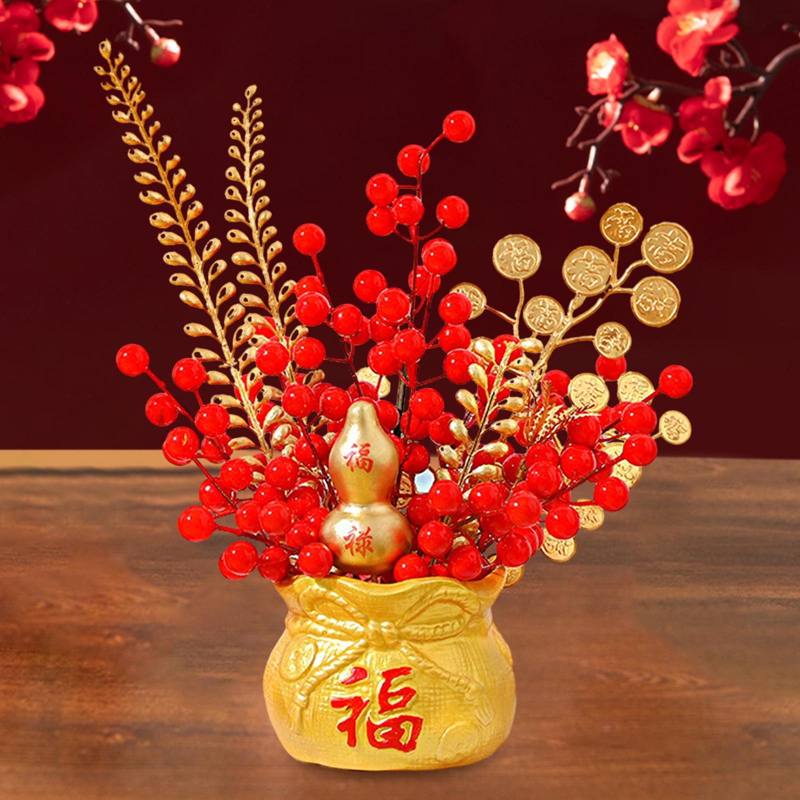 Chinese New Year Feng Shui Treasure Basin Vase Decor Congratulatory Gift Style C