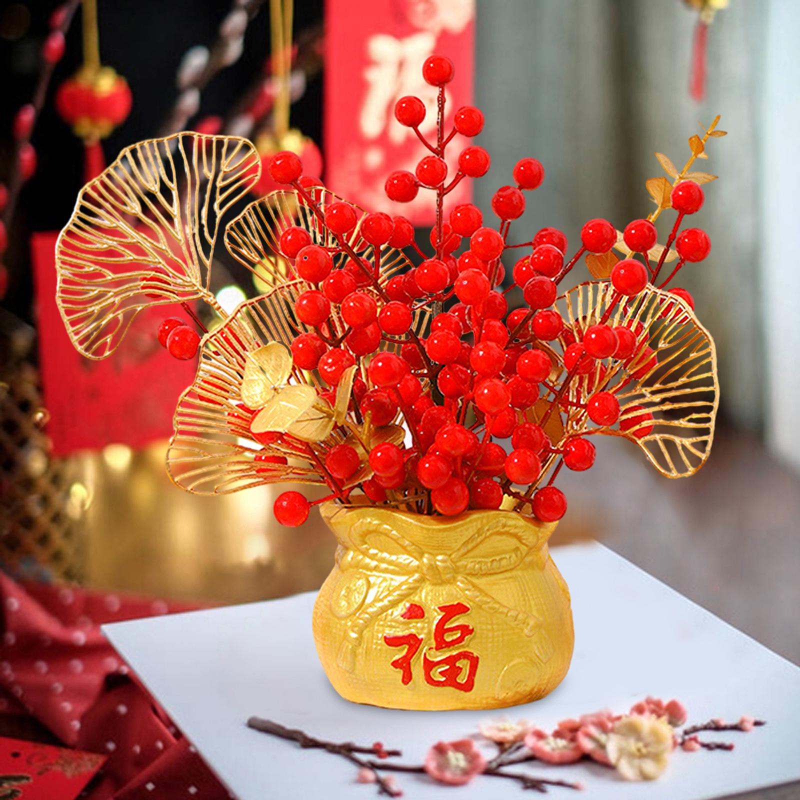 Chinese New Year Feng Shui Treasure Basin Vase Decor Congratulatory Gift Style D