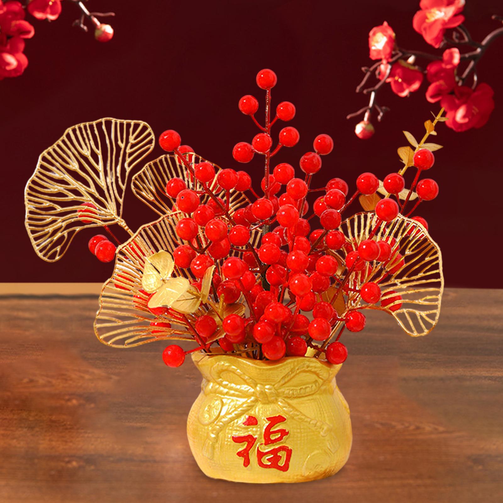 Chinese New Year Feng Shui Treasure Basin Vase Decor Congratulatory Gift Style D