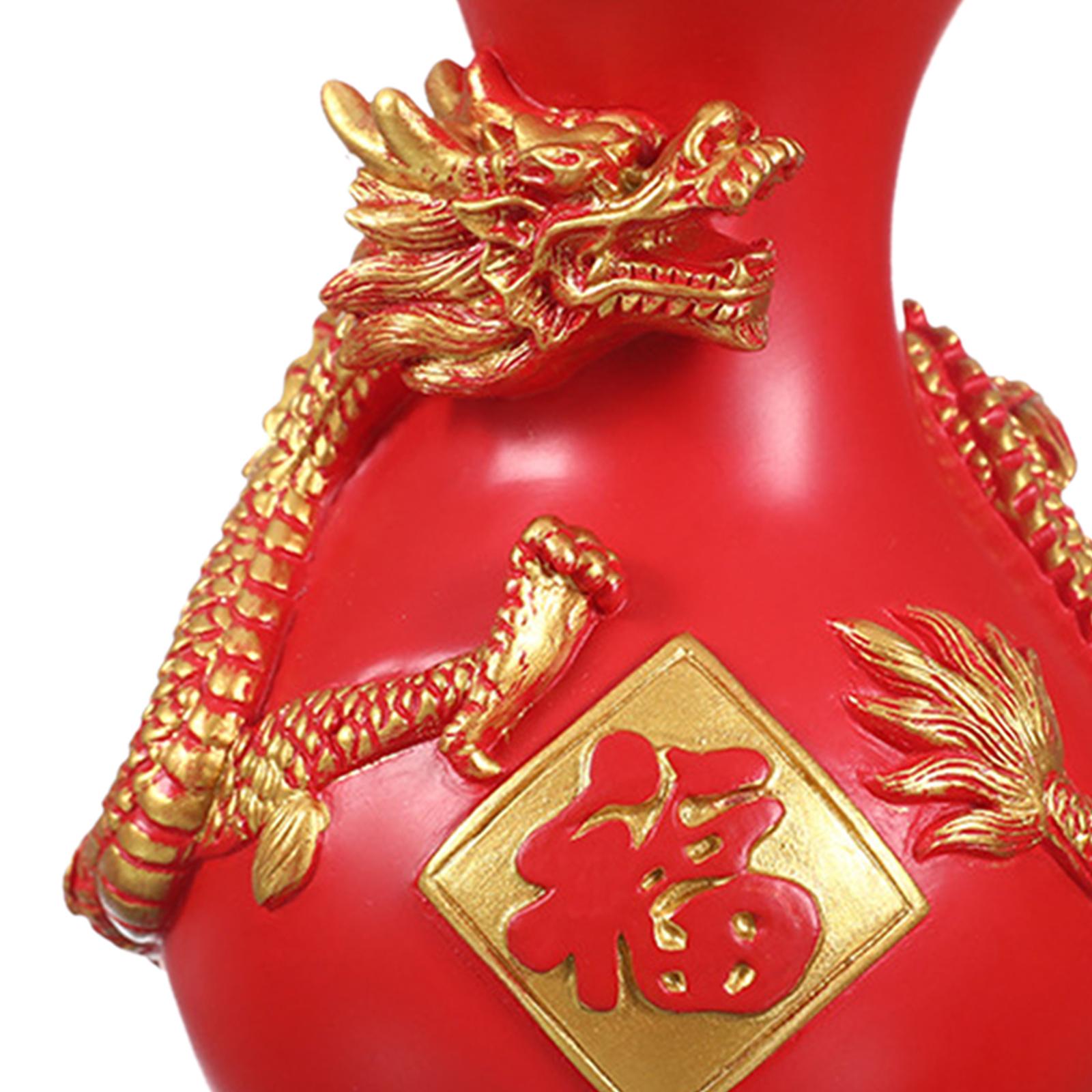 Flower Vase Modern Vase Tabletop Vase Dragon Vase for Porch Bookshelf Office Red