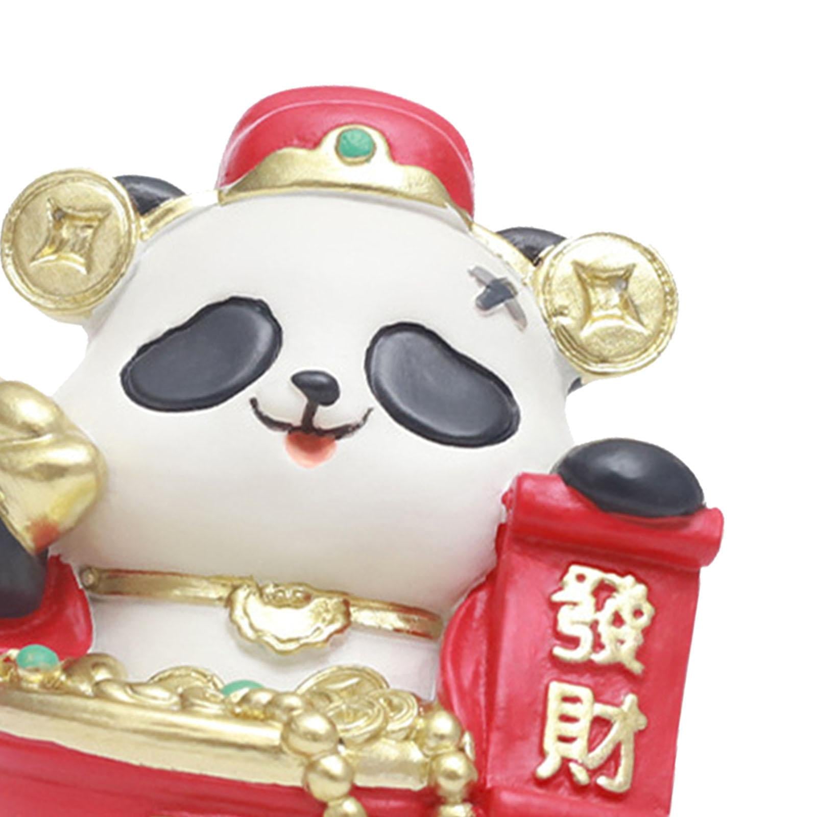 Chinese New Year Panda Figurine Table Ornament Handmade for Wall Shelf Decor Style A