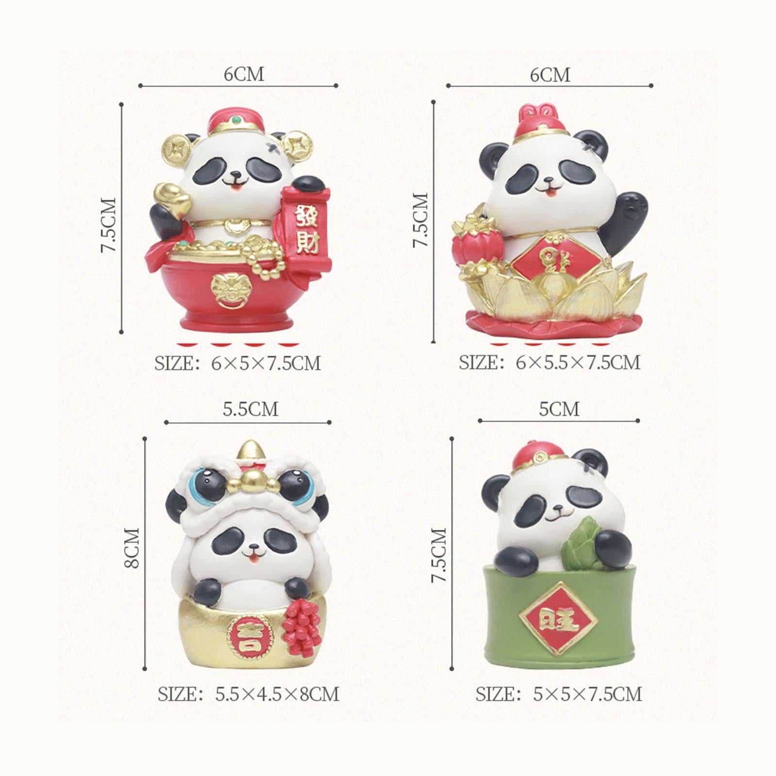 Chinese New Year Panda Figurine Table Ornament Handmade for Wall Shelf Decor Style A