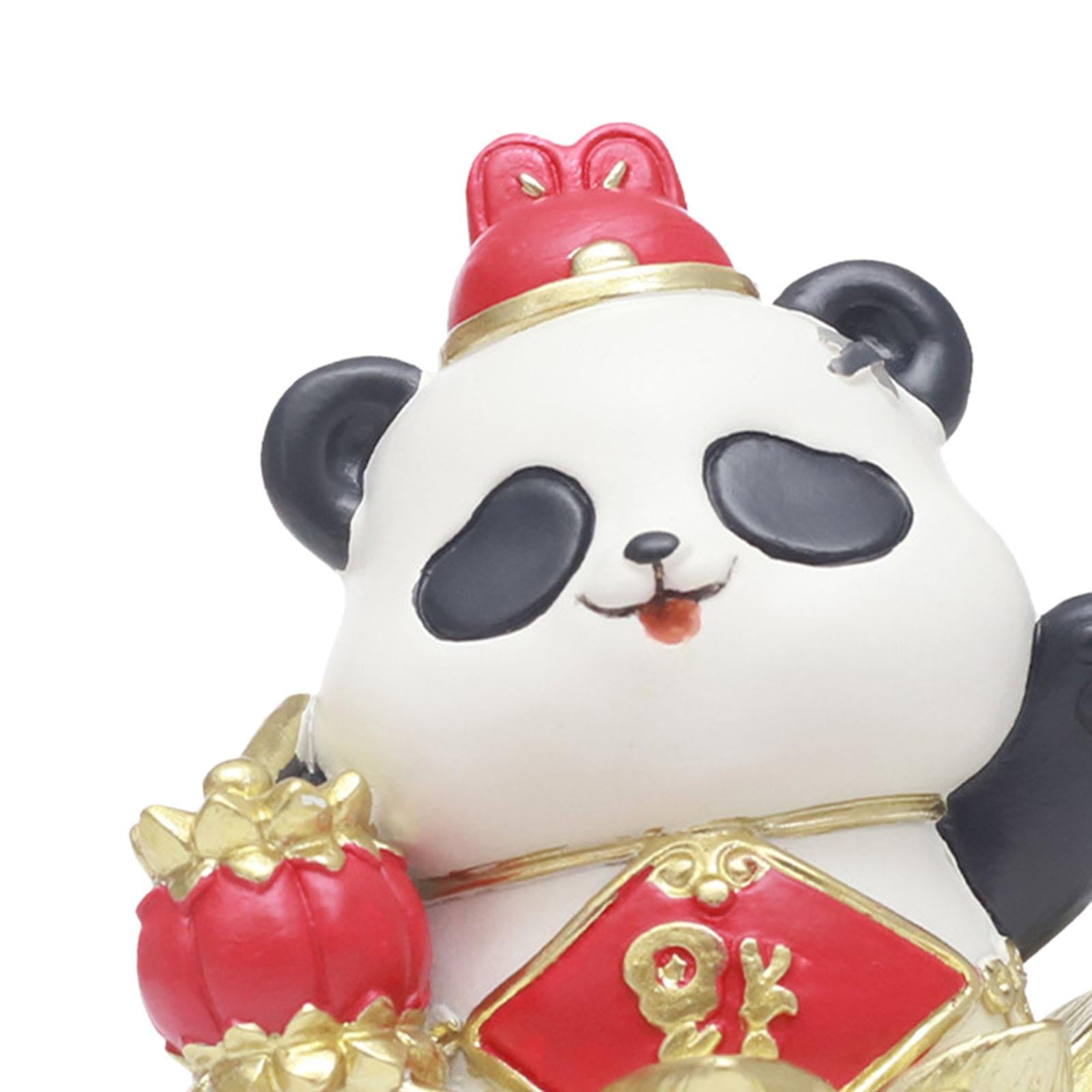 Chinese New Year Panda Figurine Table Ornament Handmade for Wall Shelf Decor Style B