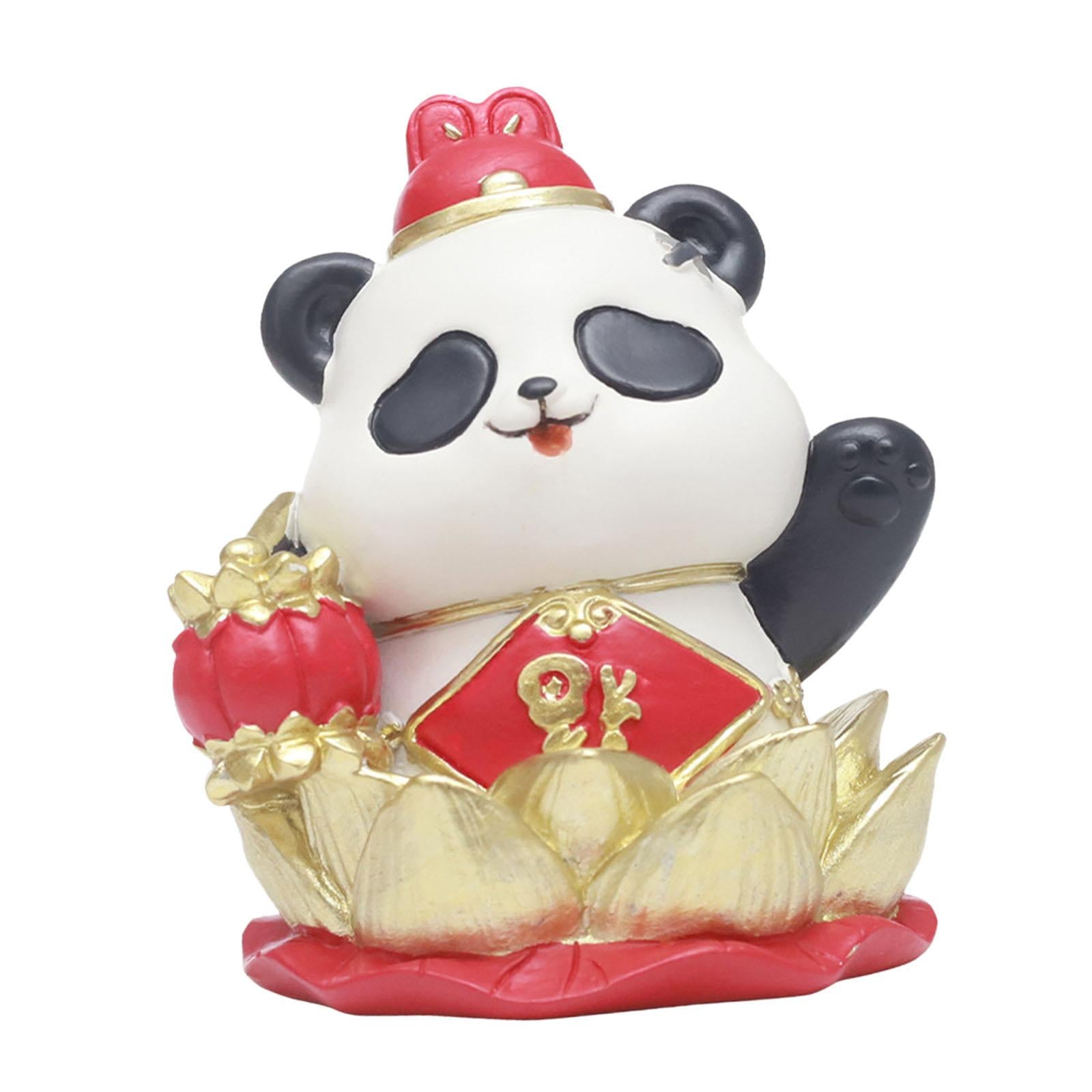 Chinese New Year Panda Figurine Table Ornament Handmade for Wall Shelf Decor Style B