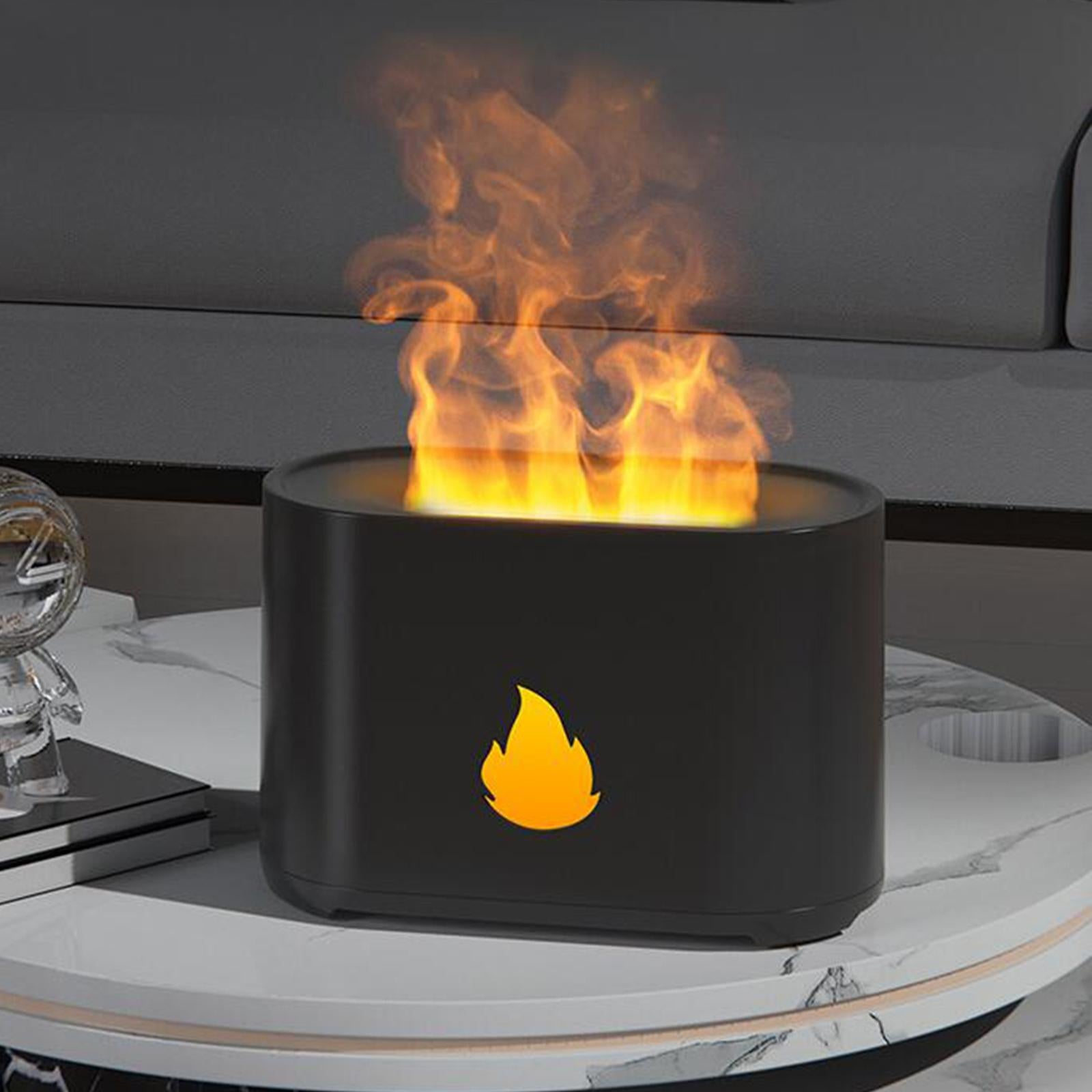 Flame Essential Oil Diffuser Air Humidifier Portable for Home Office Nursery Black
