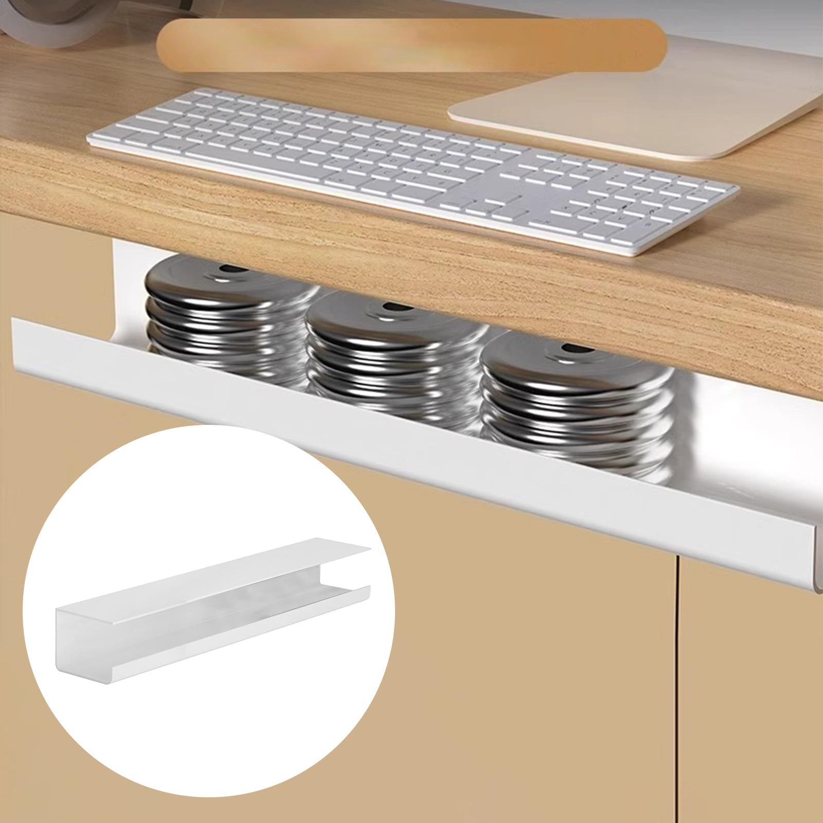 under Desk Cable Management Tray Wire Management Tray for Home Desk Computer White 55cm