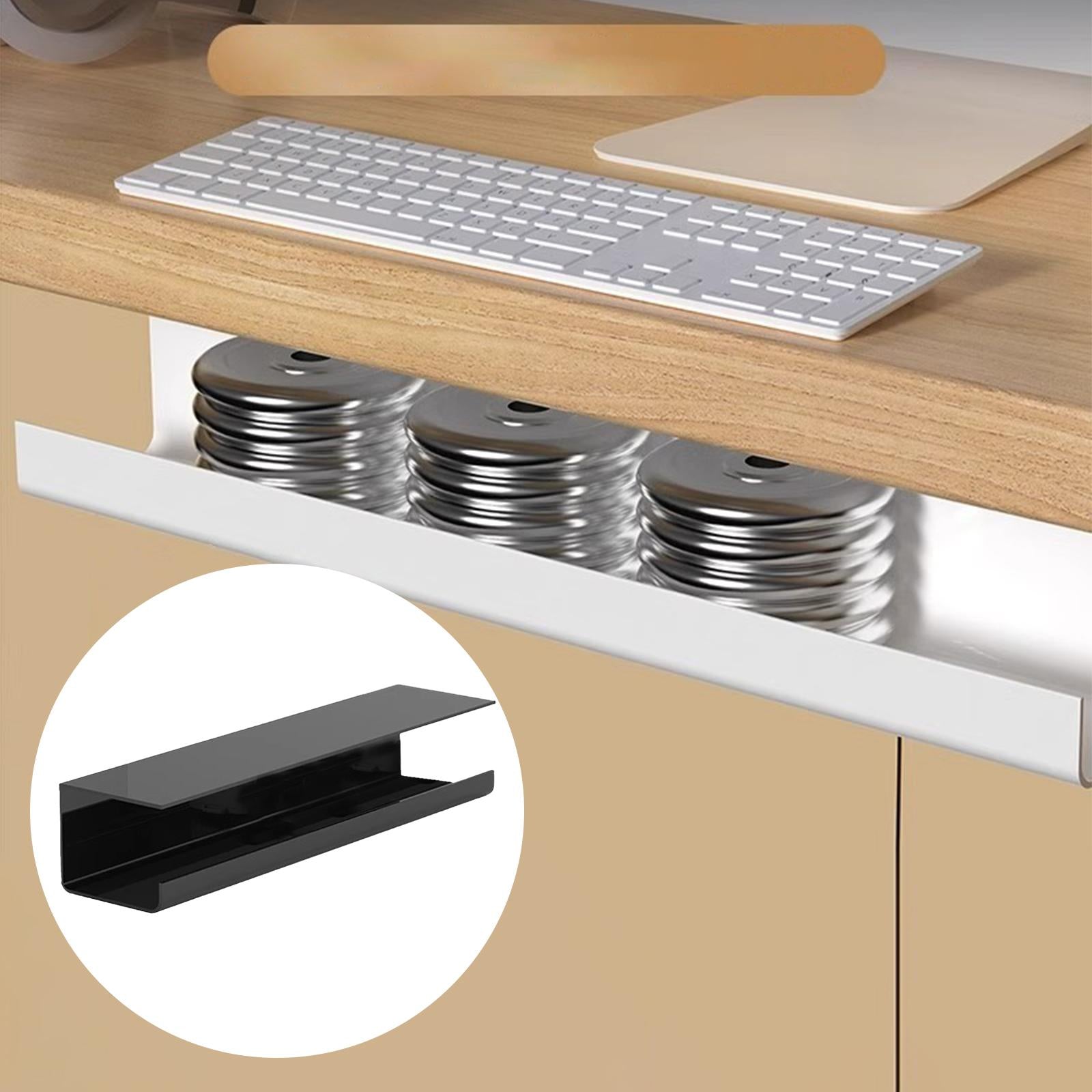under Desk Cable Management Tray Wire Management Tray for Home Desk Computer Black 40cm