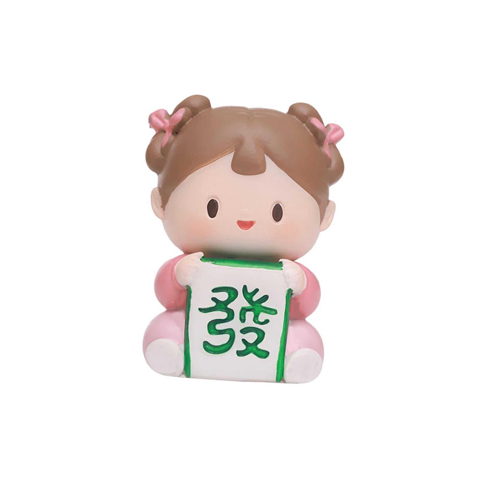 Traditional Chinese Girls Statue Resin Sculpture Cabinet Miniature Figurines 4cmx3.5cmx6cm Chinese Character