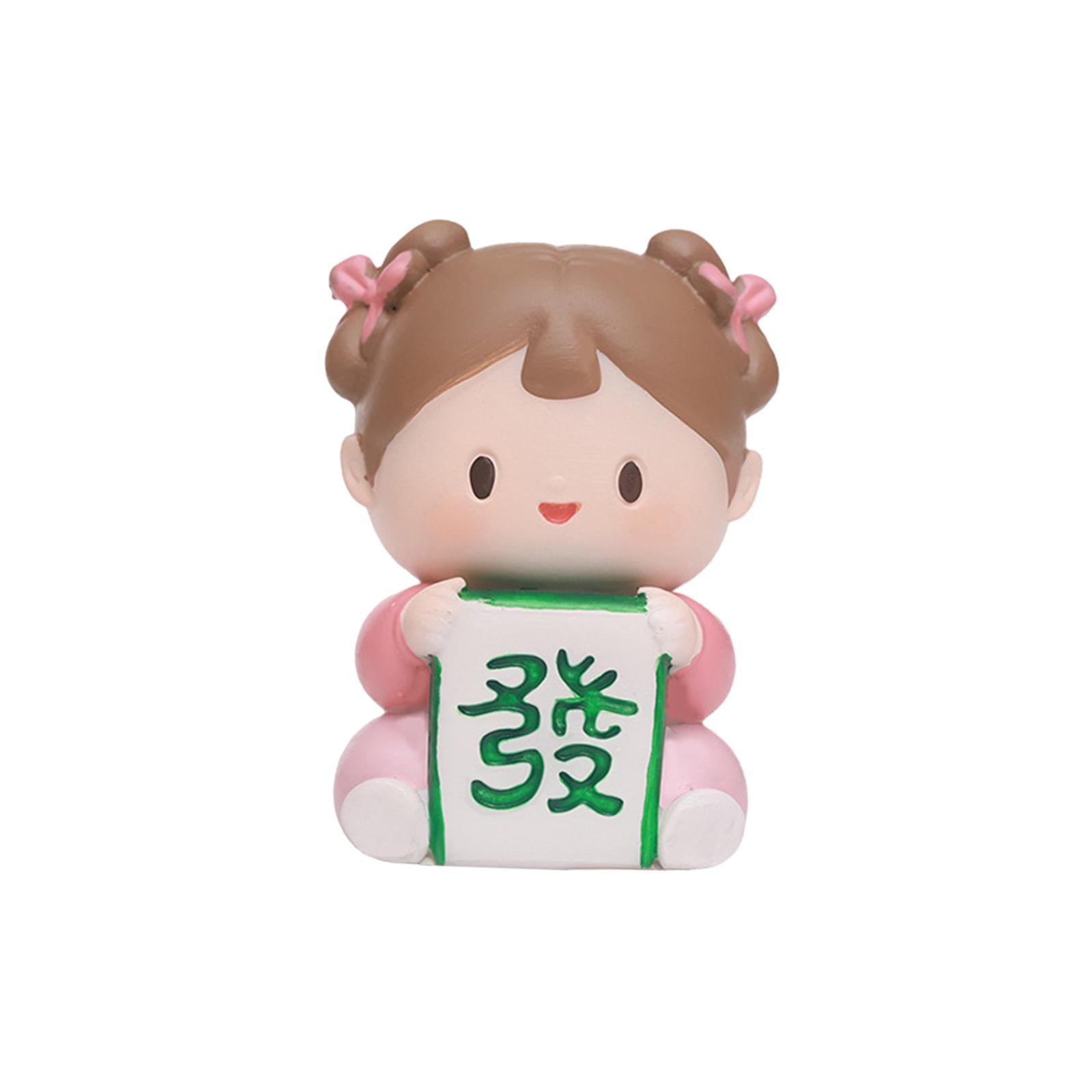 Traditional Chinese Girls Statue Resin Sculpture Cabinet Miniature Figurines 4cmx3.5cmx6cm Chinese Character