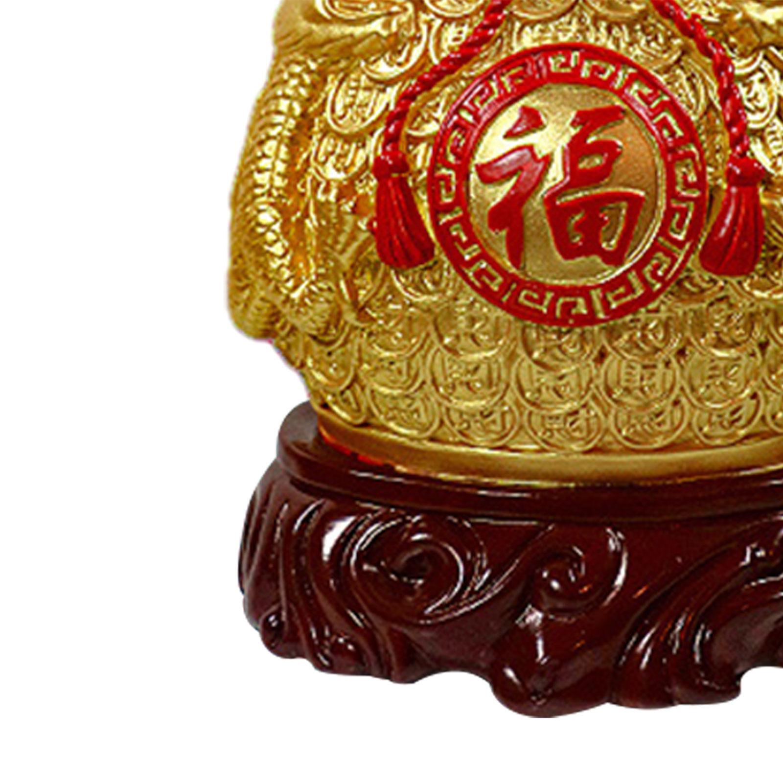 Chinese New Year Feng Shui Blessing Bag Vase Decor Sculpture for Living Room Gold