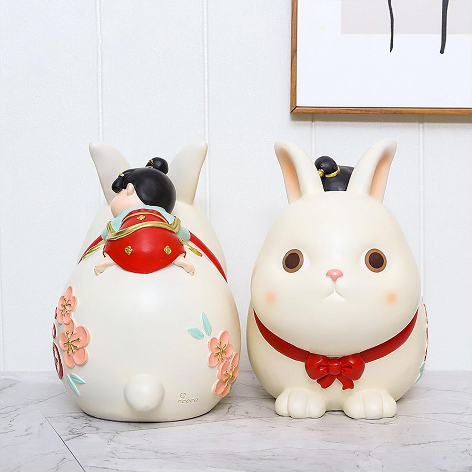Resin Rabbit Figurine Piggy Bank Exquisite Delicate Decorative Rabbit Statue