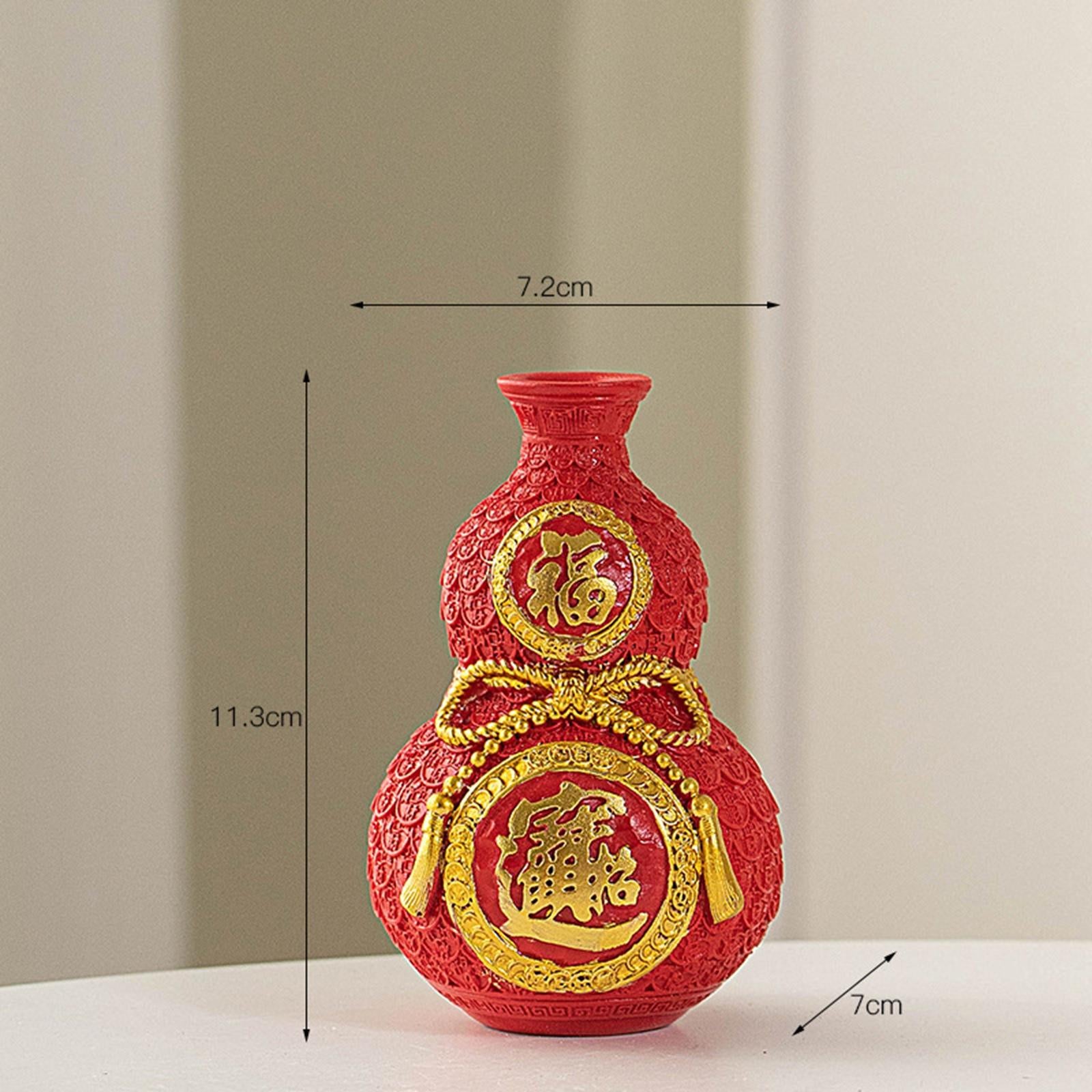 Chinese New Year Feng Shui Blessing Bag Vase Decor for Centerpieces Tabletop Small red
