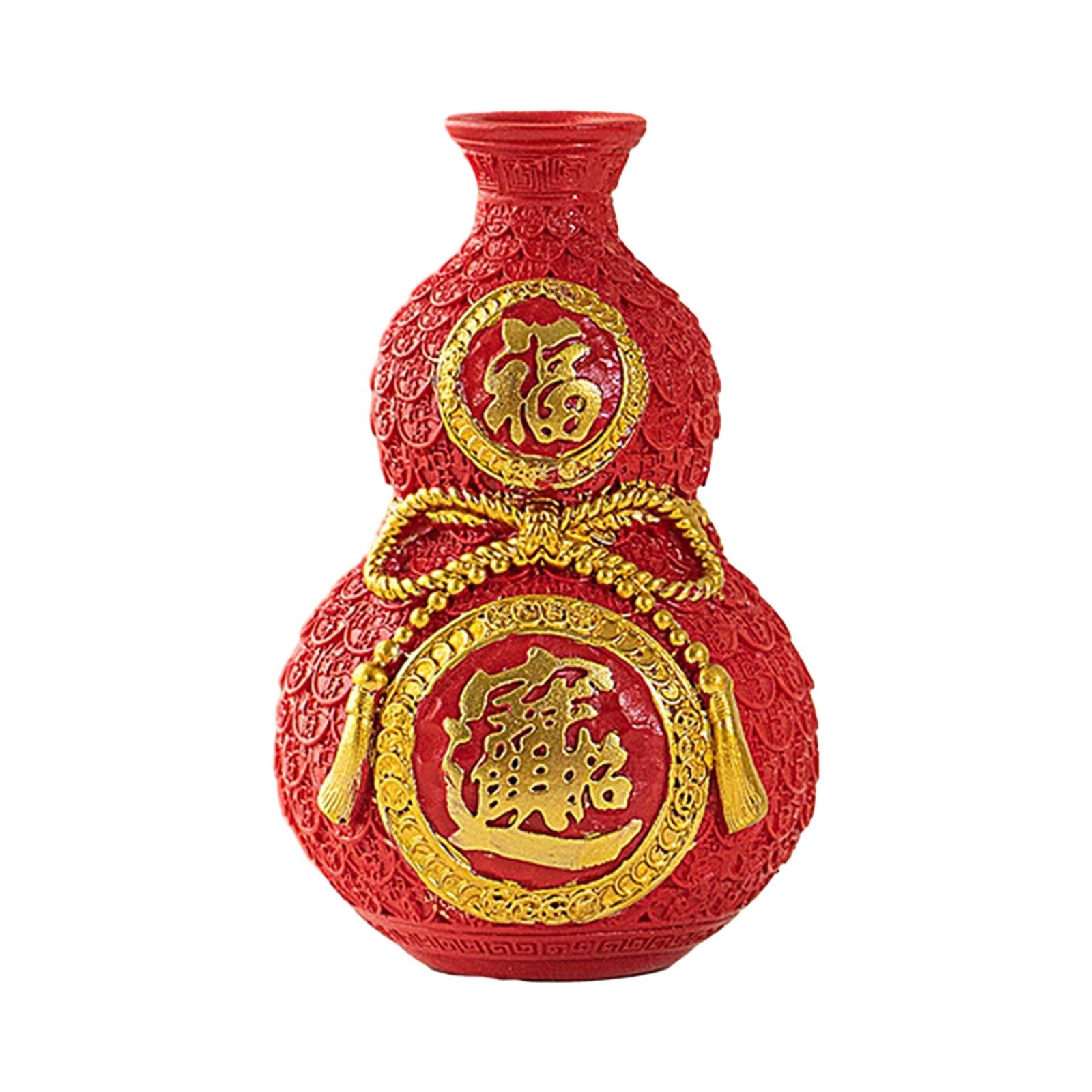 Chinese New Year Feng Shui Blessing Bag Vase Decor for Centerpieces Tabletop Small red
