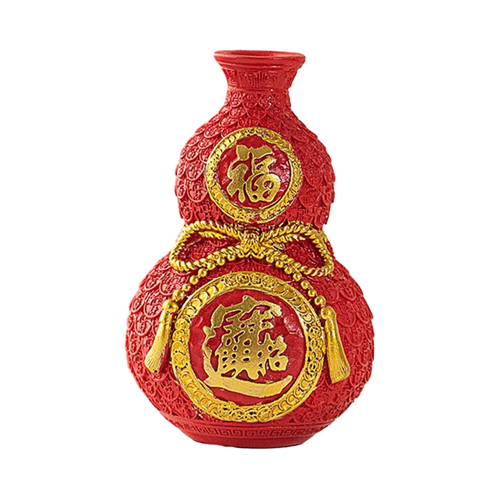 Chinese New Year Feng Shui Blessing Bag Vase Decor for Centerpieces Tabletop Small red