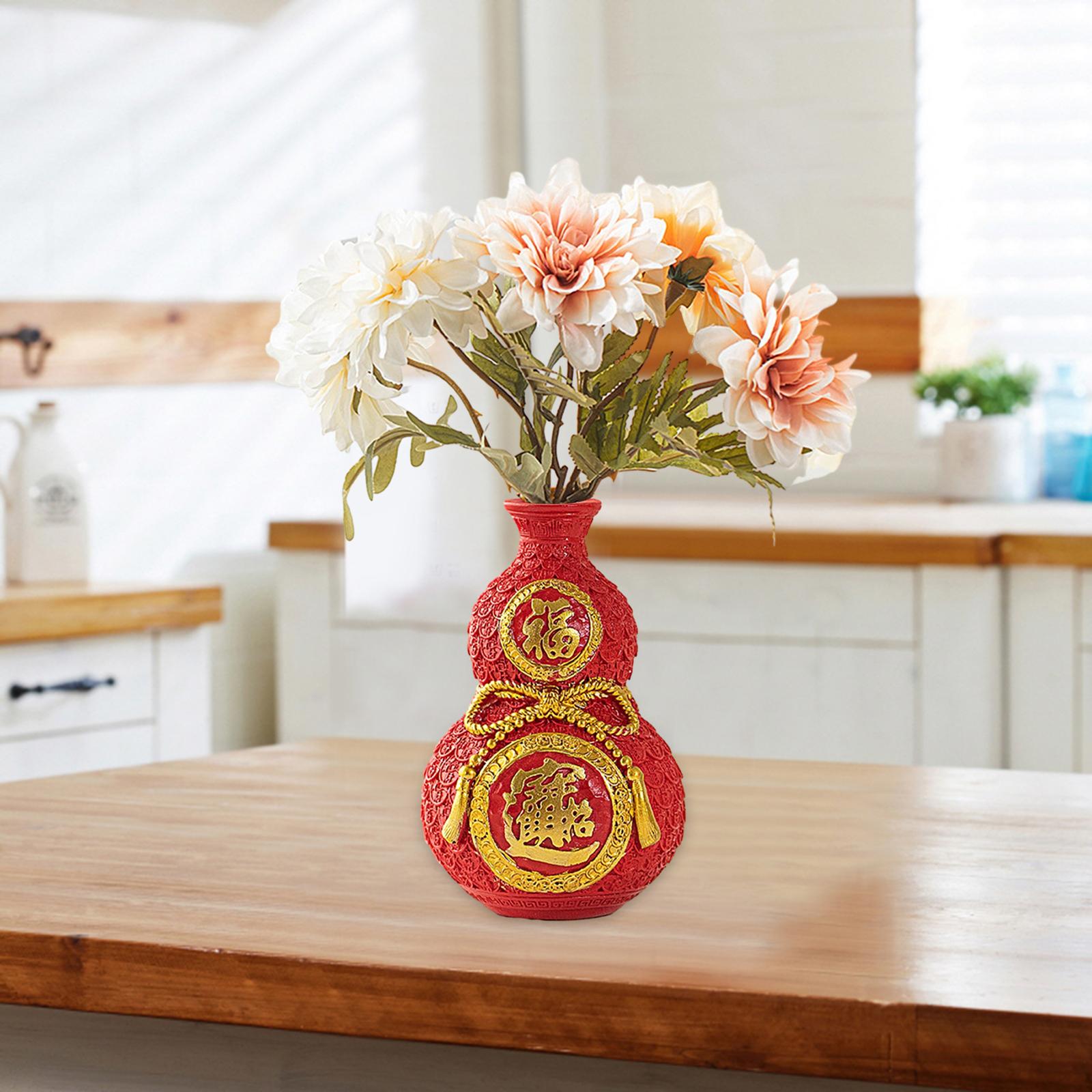 Chinese New Year Feng Shui Blessing Bag Vase Decor for Centerpieces Tabletop Small red