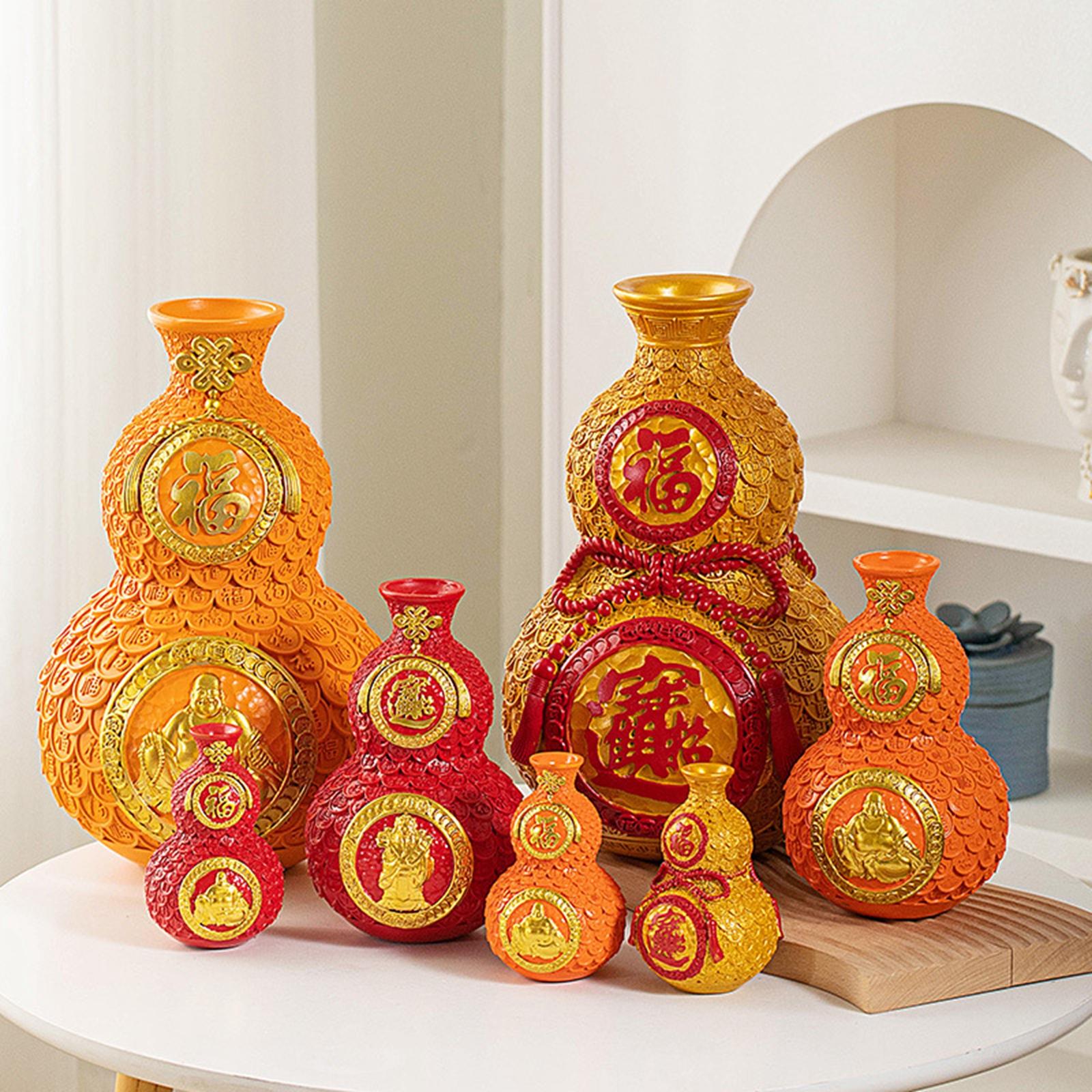 Chinese New Year Feng Shui Blessing Bag Vase Decor for Centerpieces Tabletop Small gold