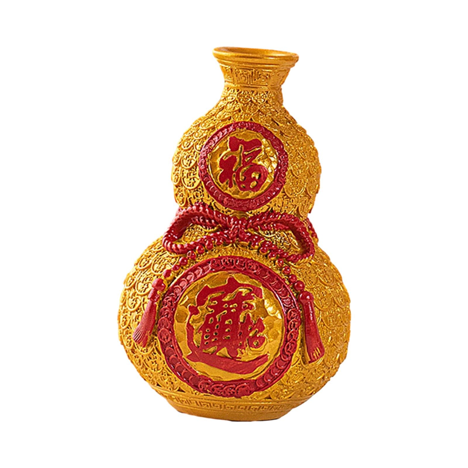 Chinese New Year Feng Shui Blessing Bag Vase Decor for Centerpieces Tabletop Small gold