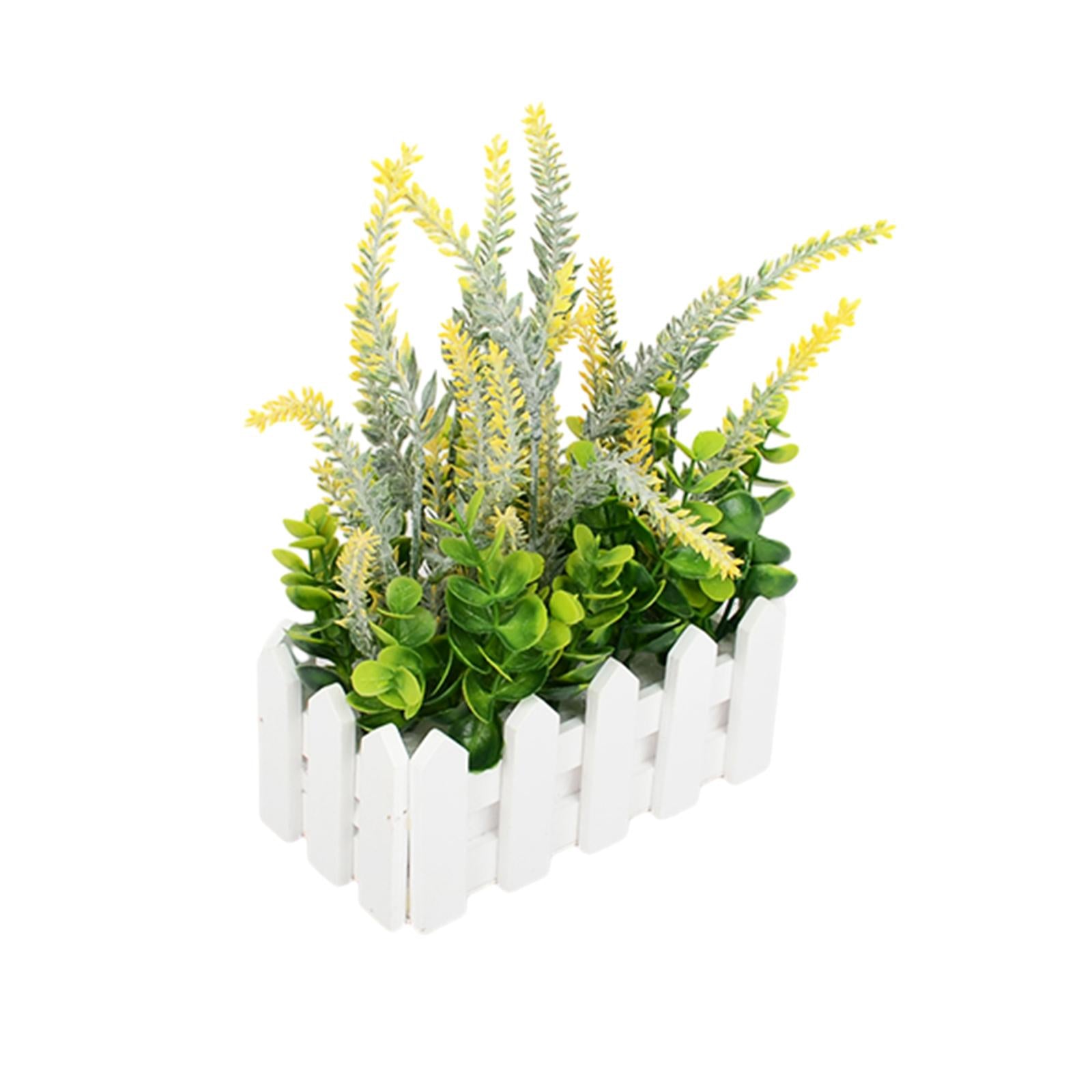 Artificial Flower Plant Potted in Picket Fence for Office Room Decor Wedding yellow